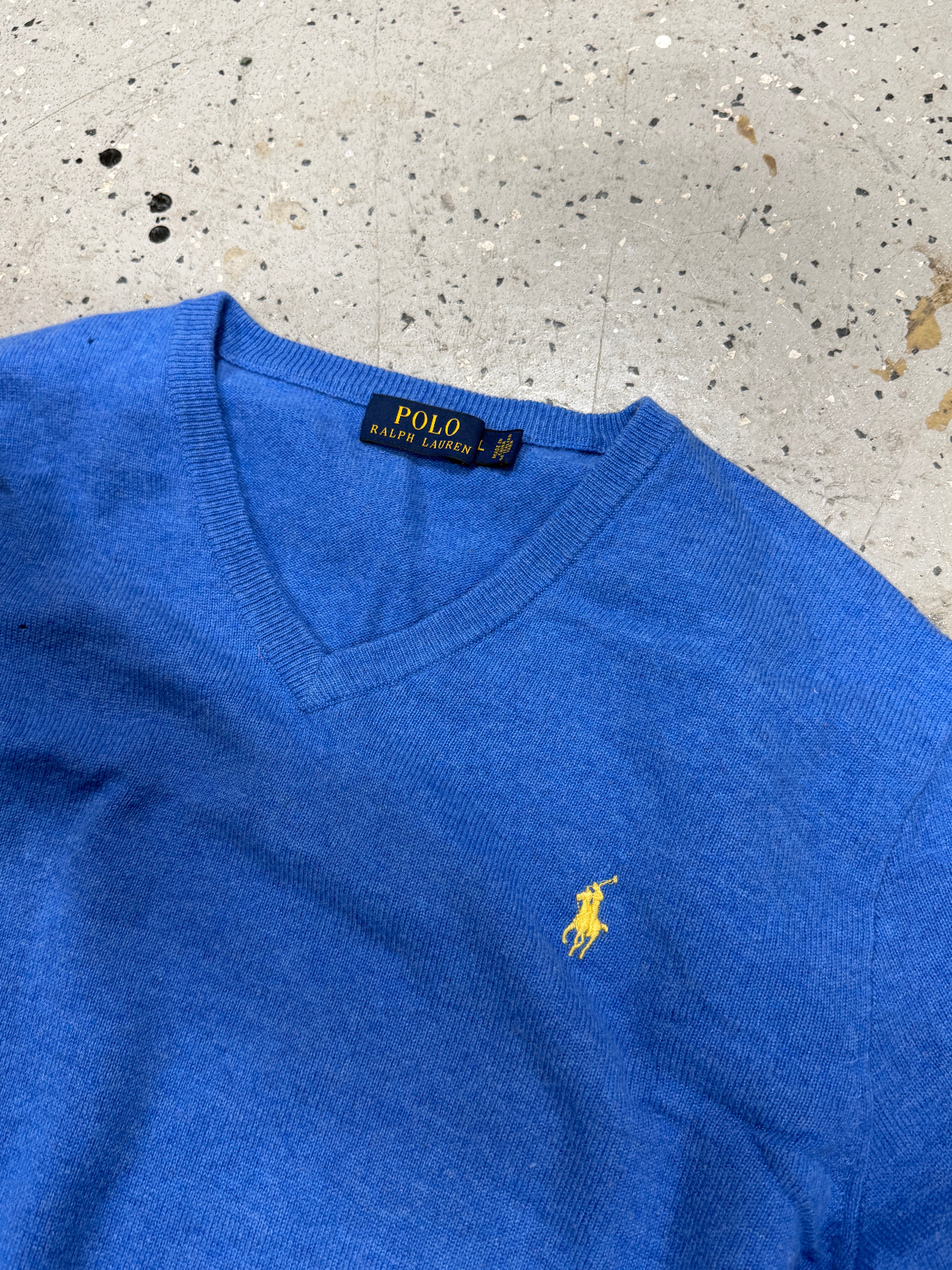 POLO - Ralph Lauren - V-Neck Sweater - Blue Sz L