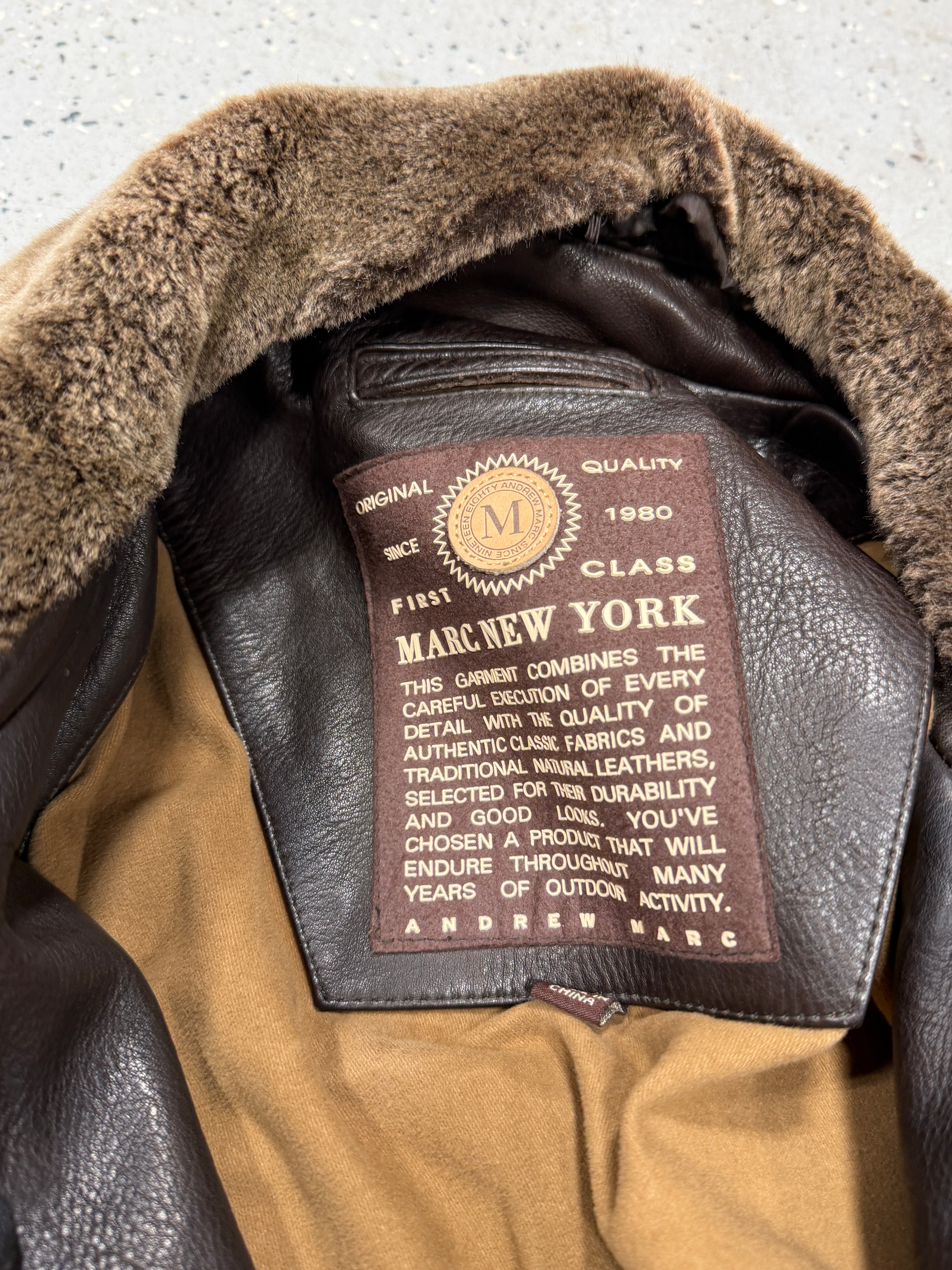 Marc New York Men's Chocolate Brown Leather Jacket Sz XL