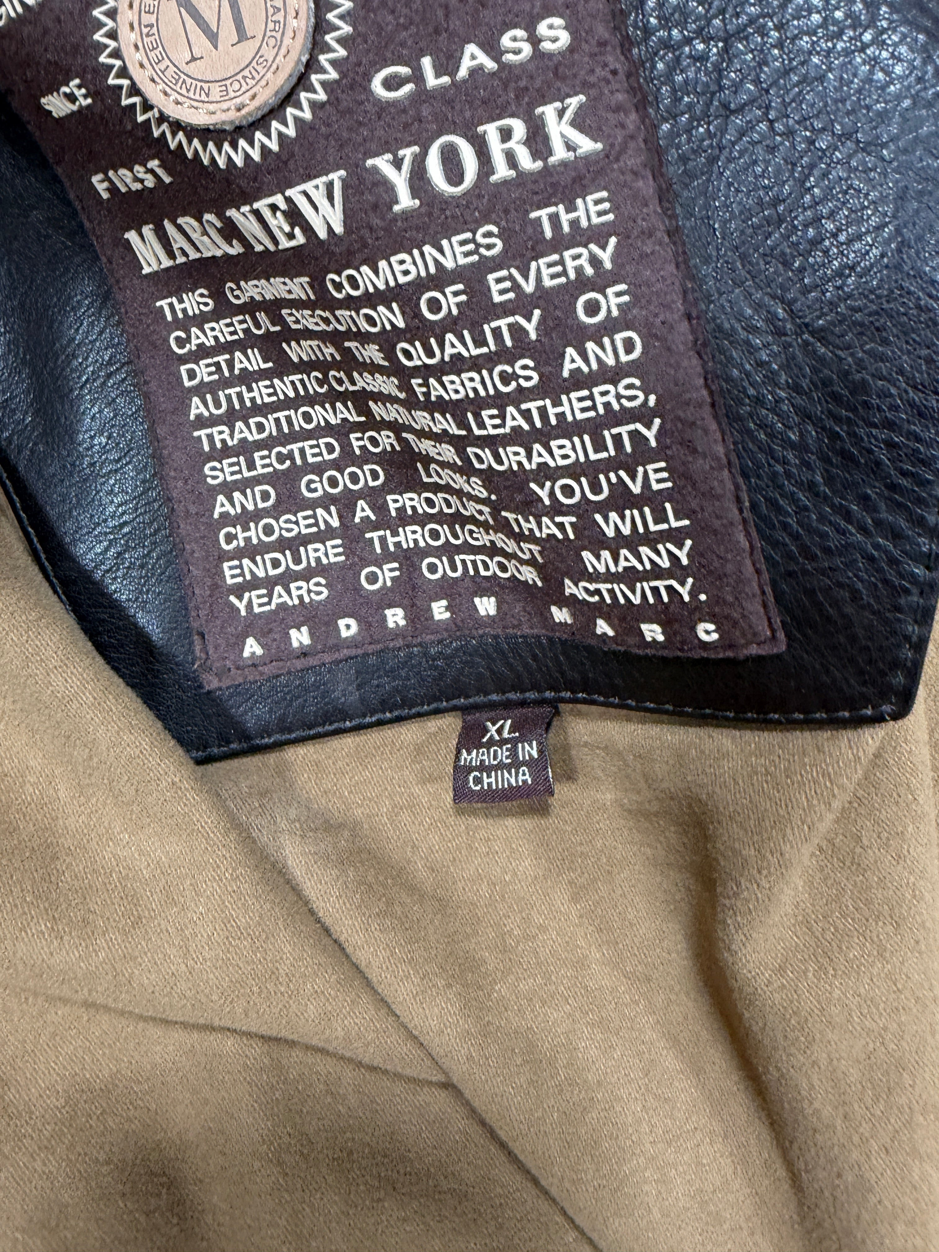 Marc New York Men's Chocolate Brown Leather Jacket Sz XL