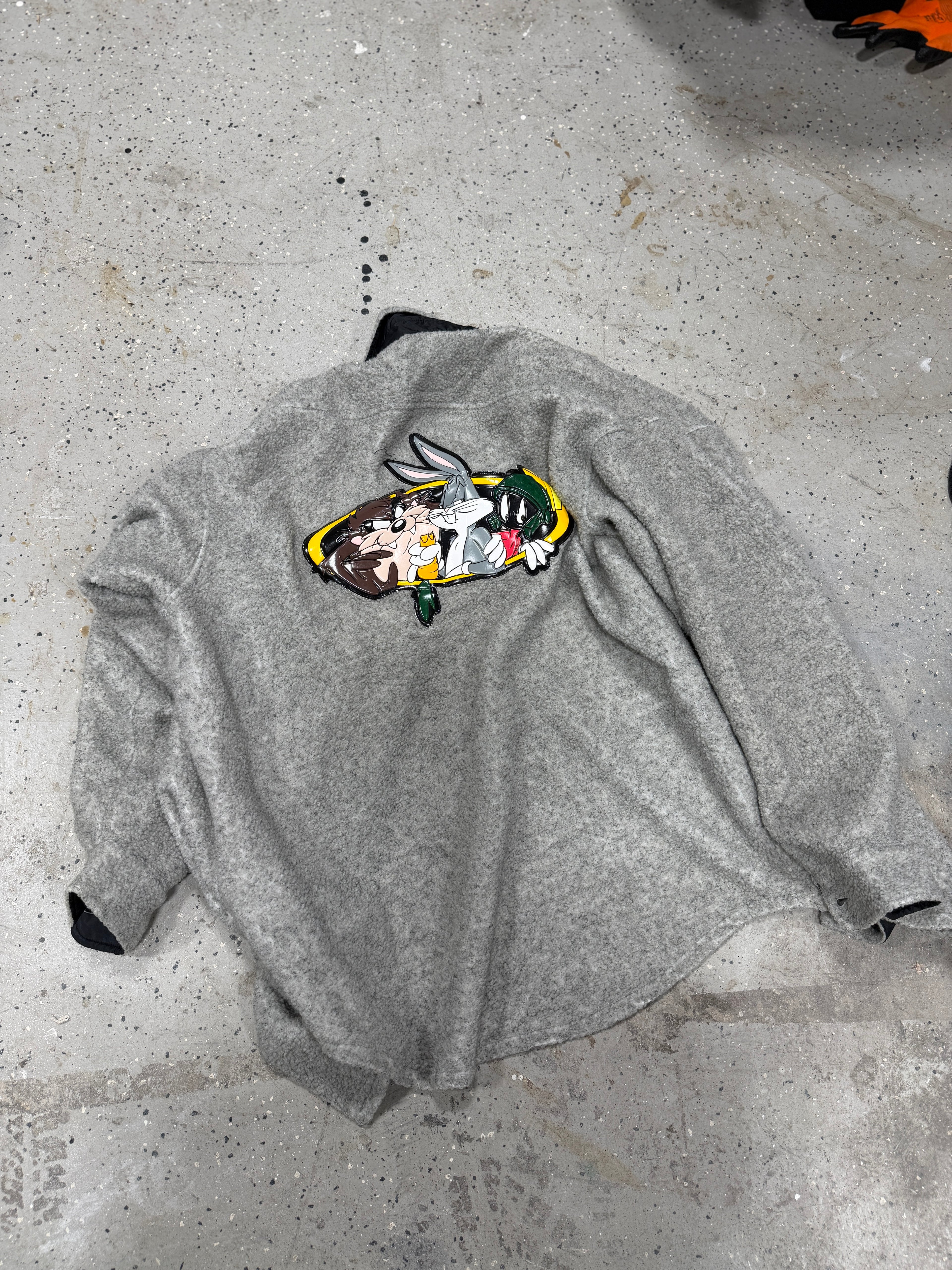 Vintage Warner Bros Jacket Mens Small Fleece Bugs Bunny ACME Studio Looney Tunes Sz Large