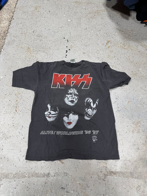 Vintage 90s KISS Alive Worldwide Tour 96/97 Band T-shirt Sz L Double Sided 1996