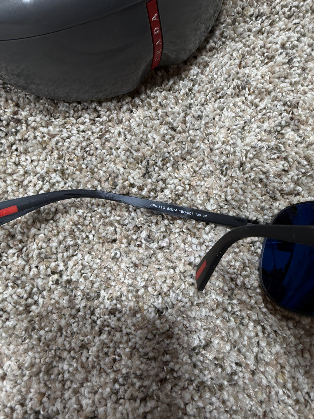 Prada Black Frame Sunglasses SPS 58U 63 12 1BO-5LO 135 3N