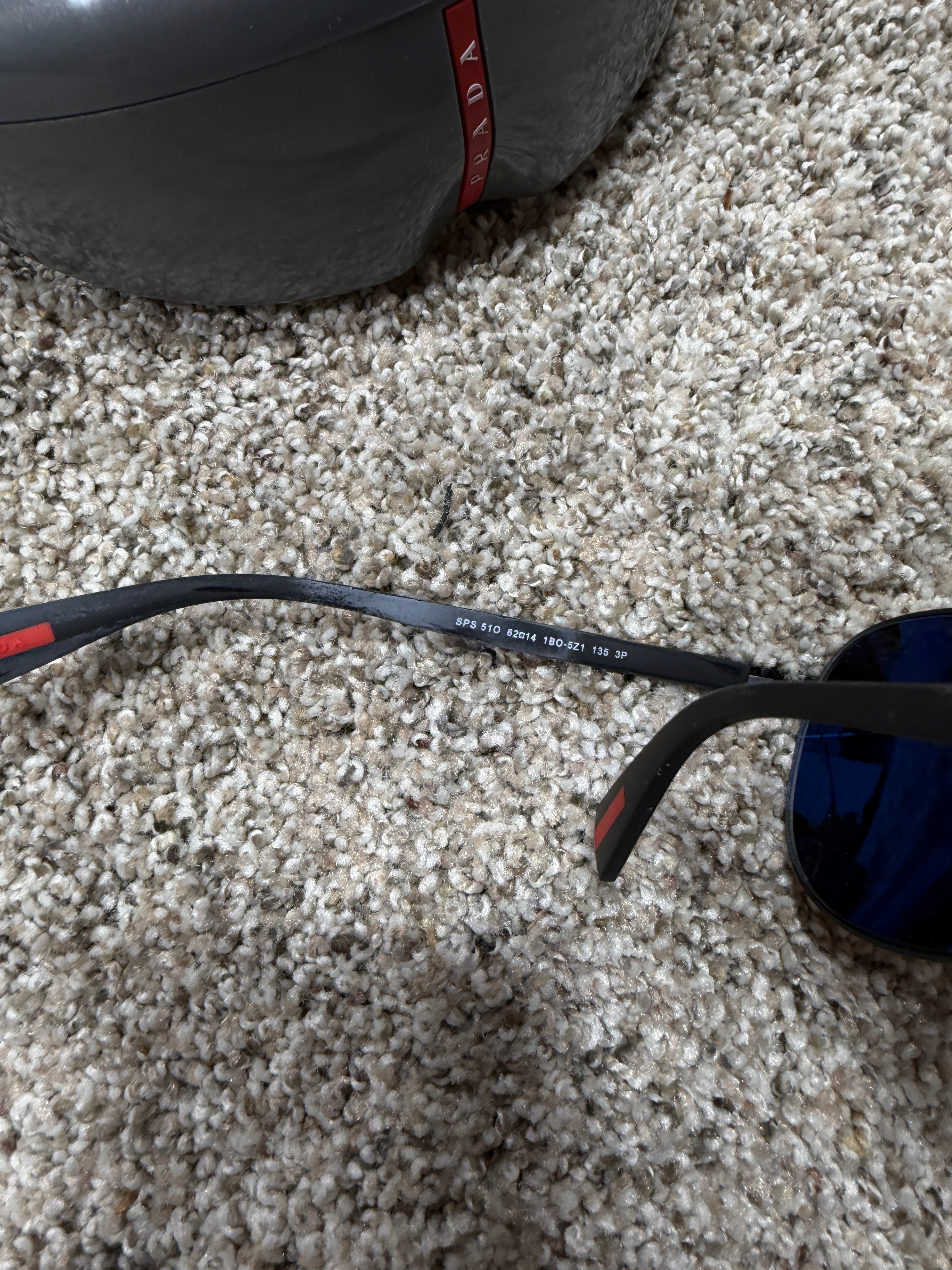 Prada Black Frame Sunglasses SPS 58U 63 12 1BO-5LO 135 3N