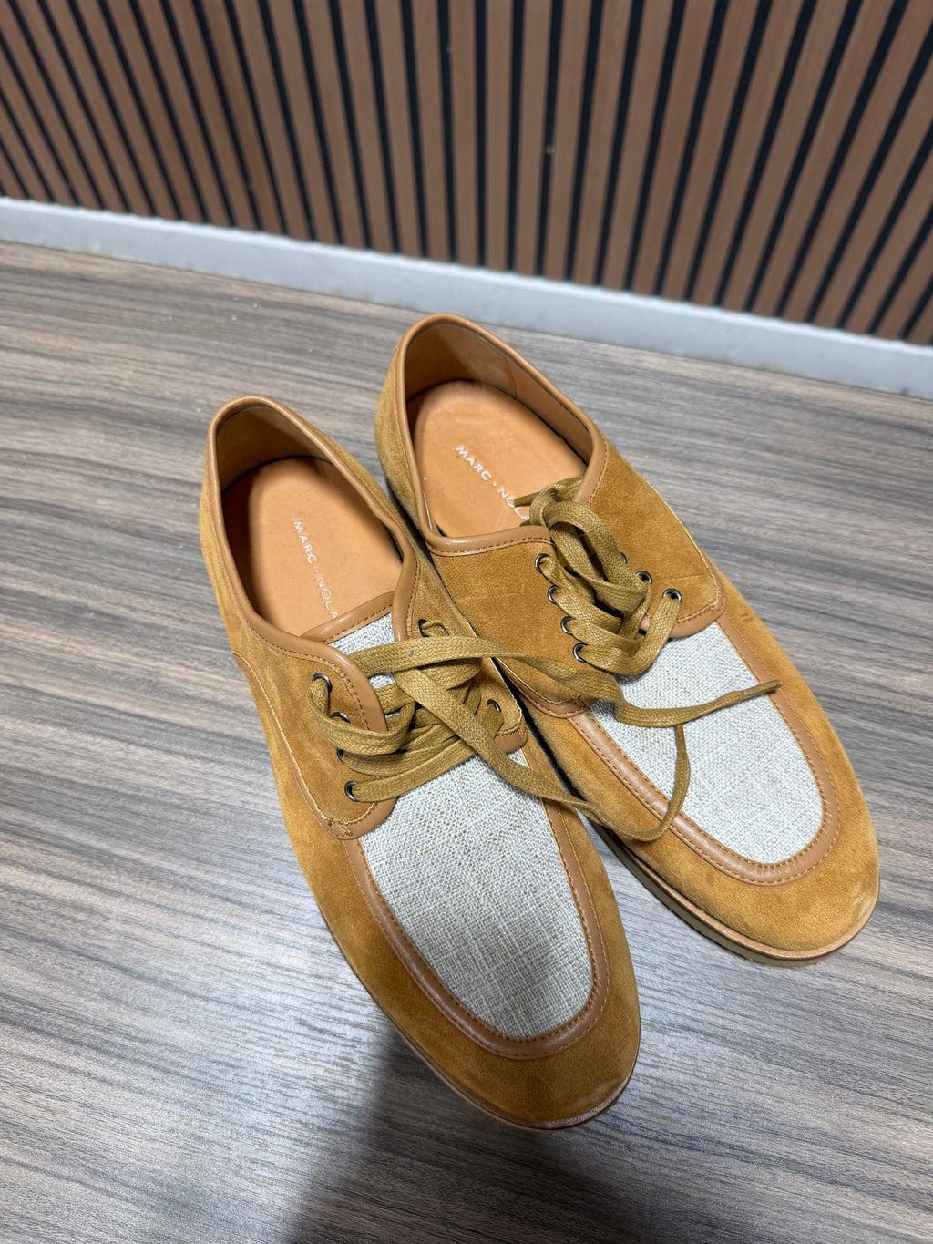 Marc Nolan Beau Shoes Men's 8 Tan Suede Crepe Sole Derby Oxford Sneakers Lace Up Sz 8
