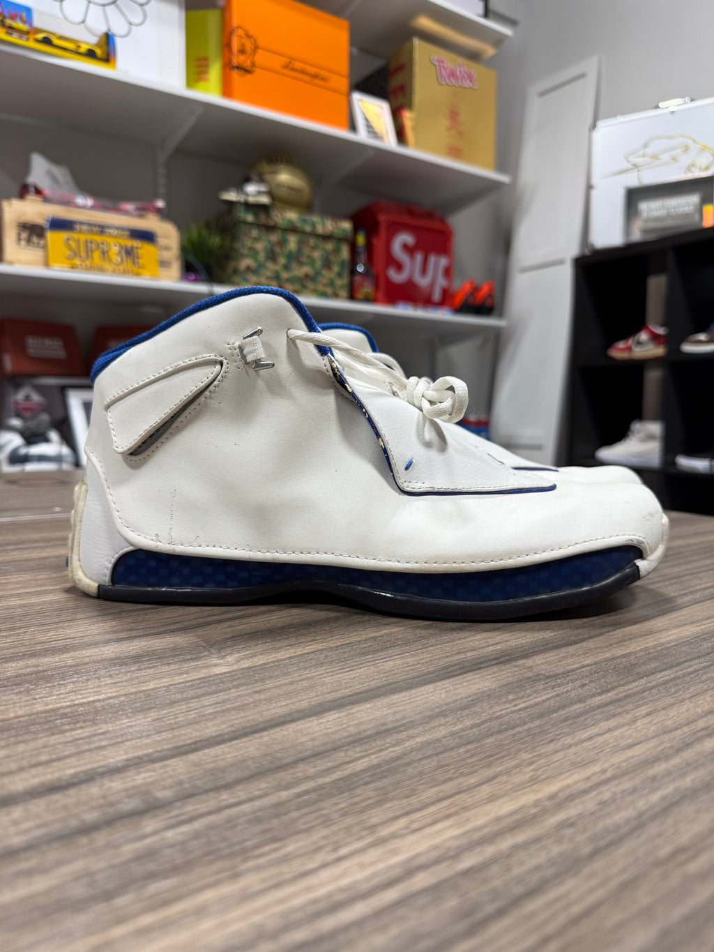 Air Jordan 18 OG White/ Royal Blue 305869-101 Vintage (2003) Size 11 No Box