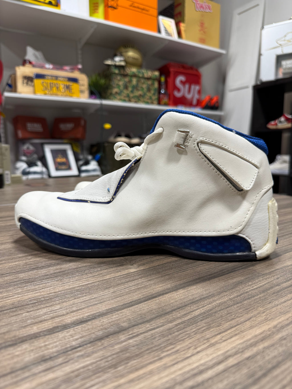 Air Jordan 18 OG White/ Royal Blue 305869-101 Vintage (2003) Size 11 No Box