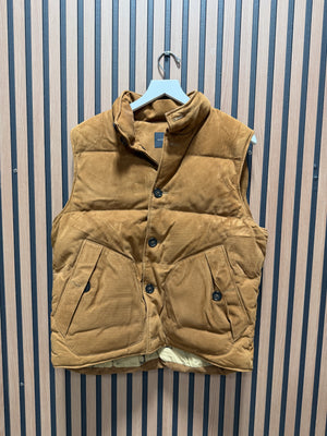 Banana Republic Valas Goat Suede Down Puffer Mens Vest Size Medium