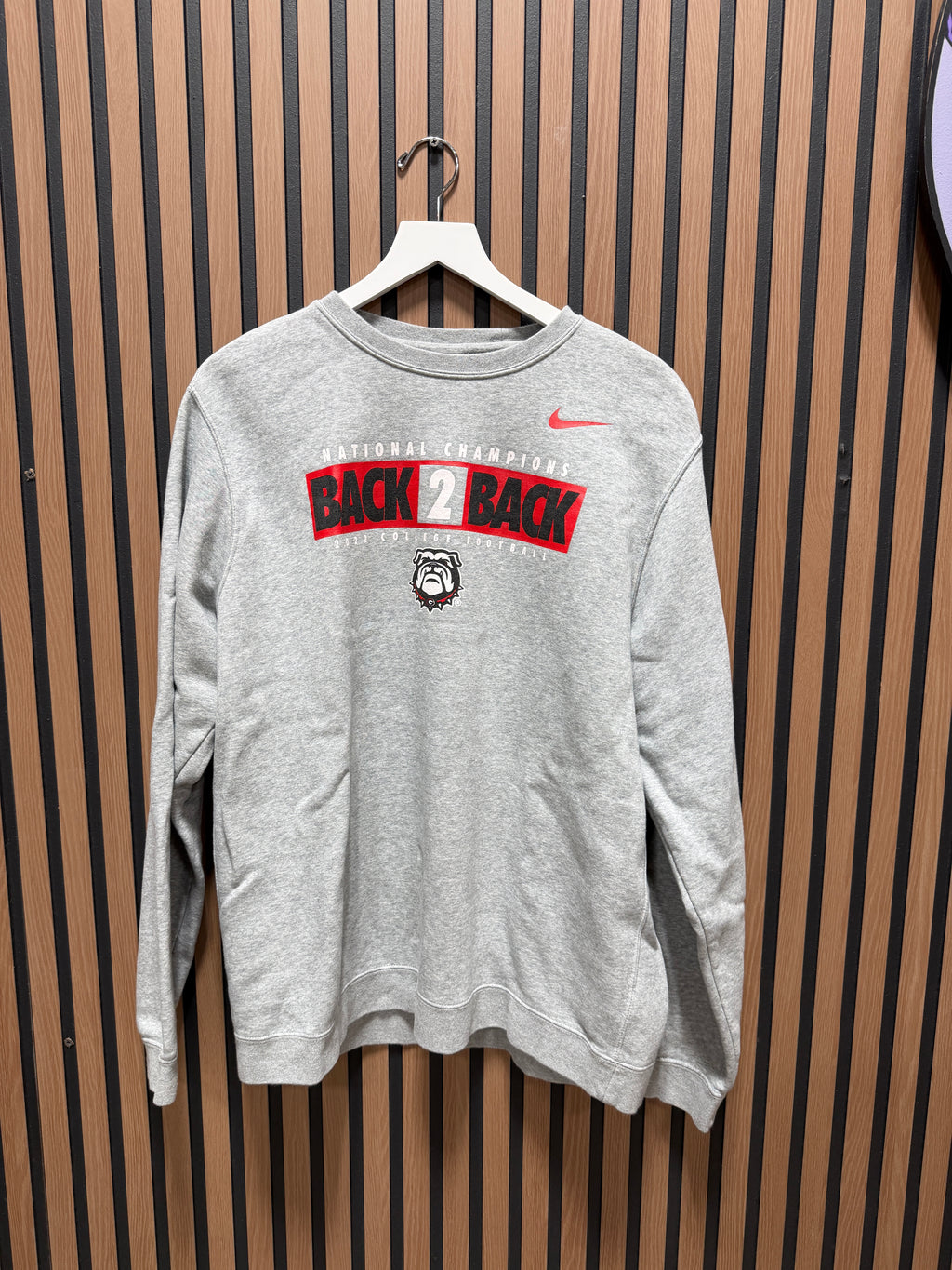Nike Heather Gray Georgia Bulldogs Back-To-Back CFP Crewneck Sz XL