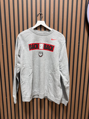 Nike Heather Gray Georgia Bulldogs Back-To-Back CFP Crewneck Sz XL