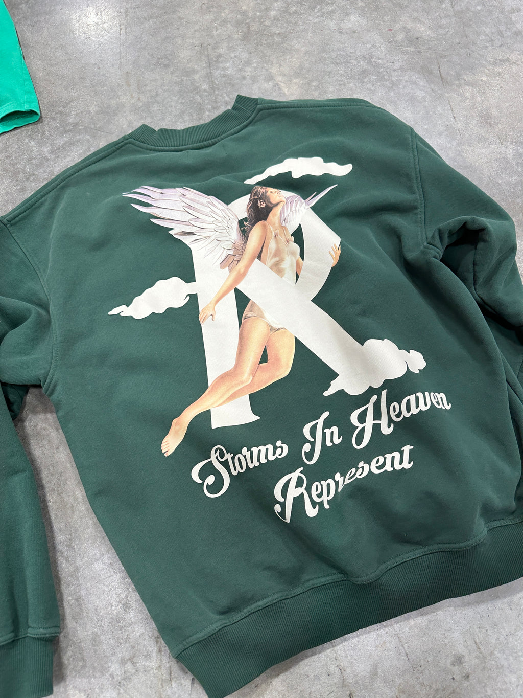 Represent Storms In Heaven Green Crewneck Sz L