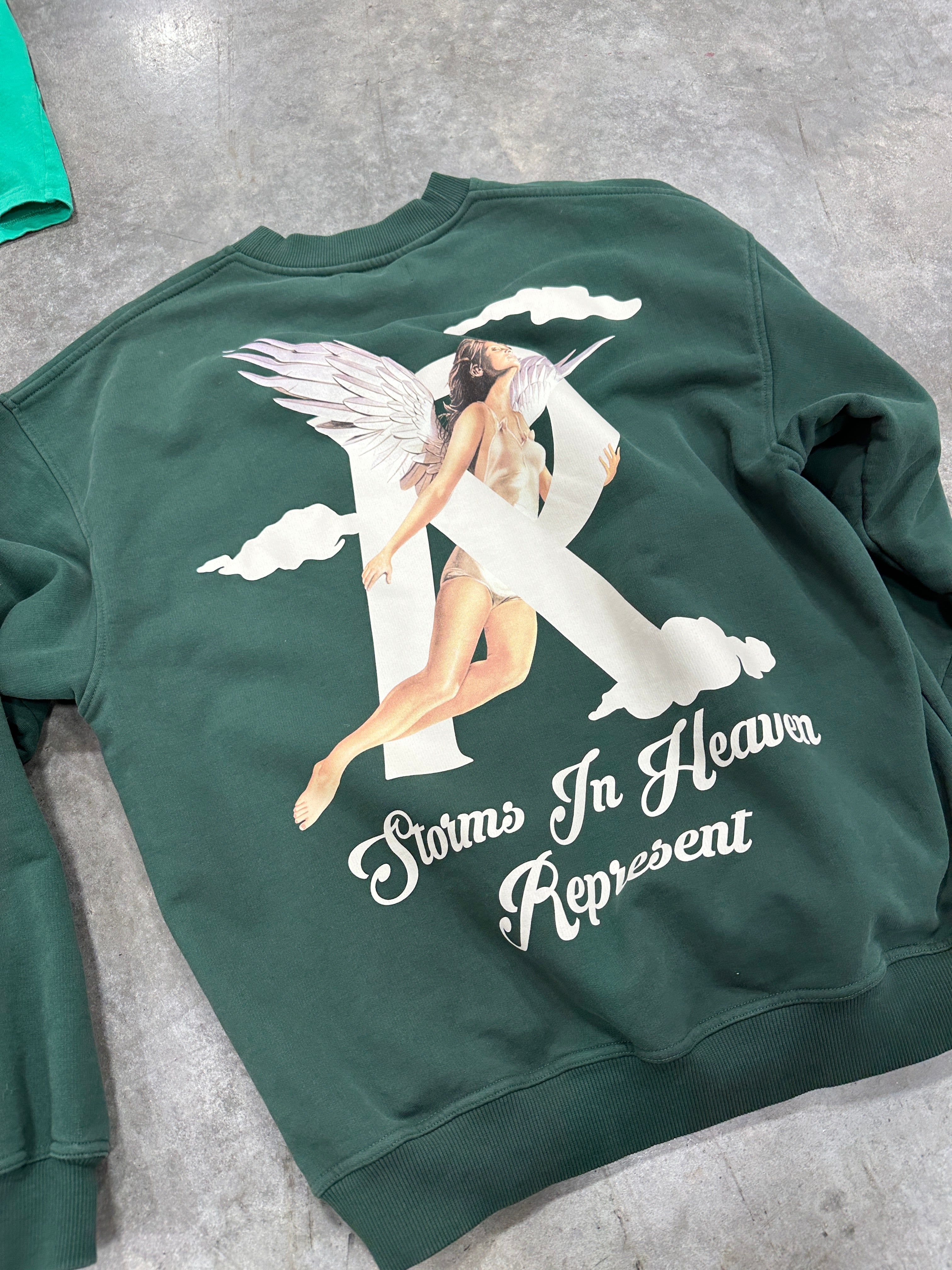 Represent Storms In Heaven Green Crewneck Sz L