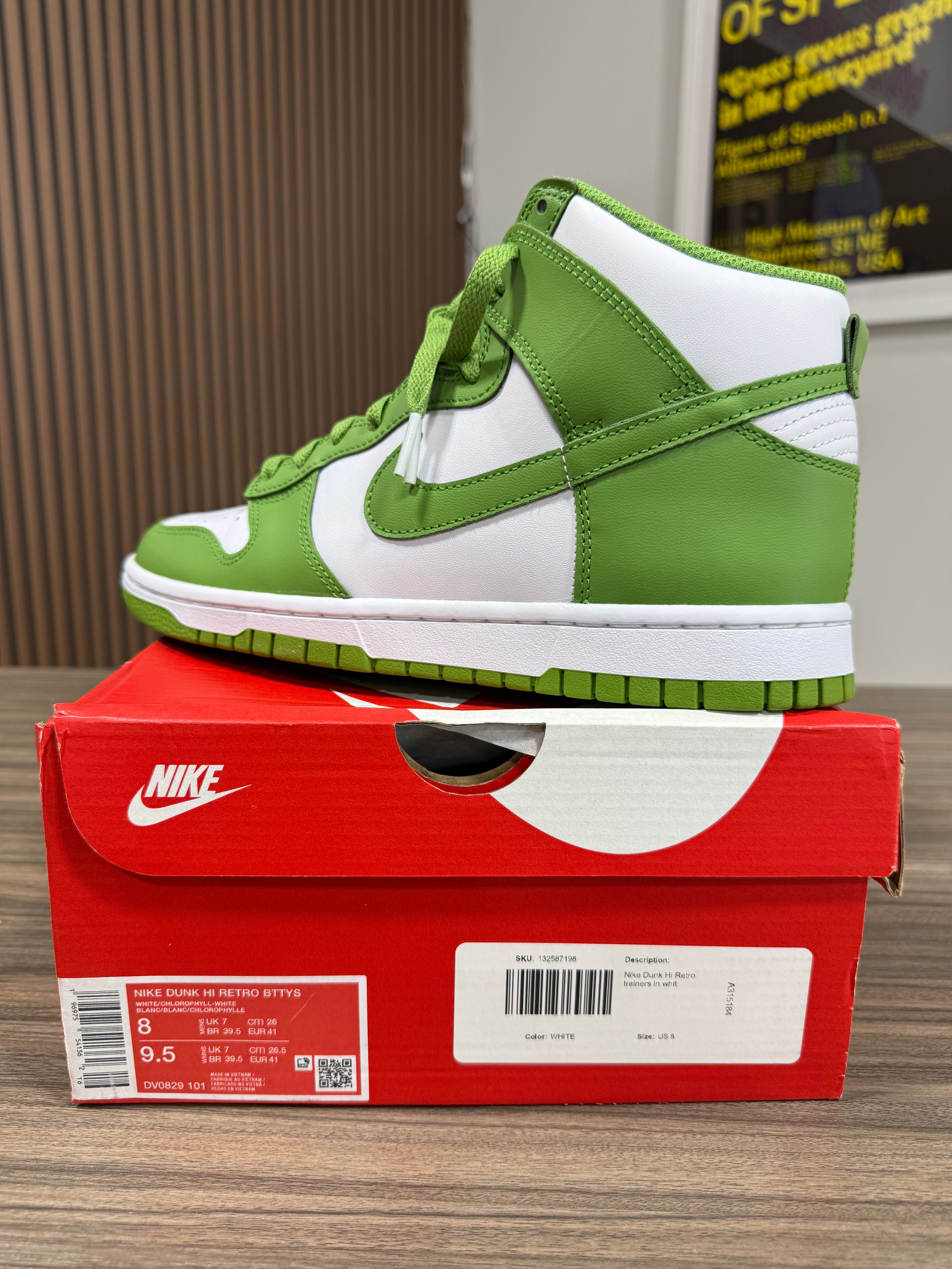 Nike Dunk Hi Chlorophyll Sz 8