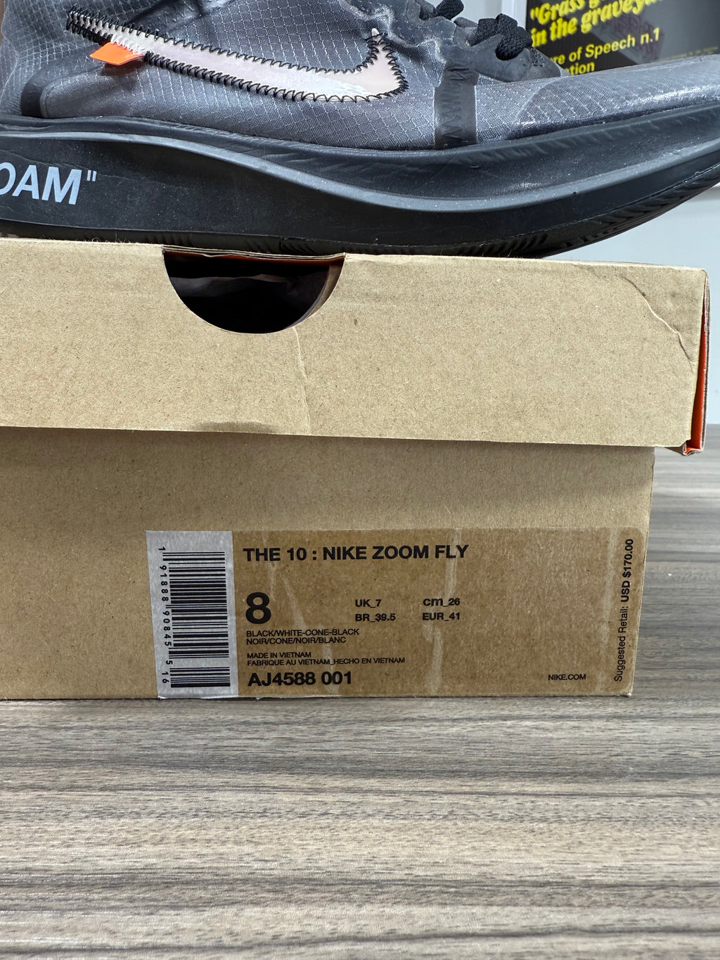 Nike x Off White Zoom Fly Black Sz 8