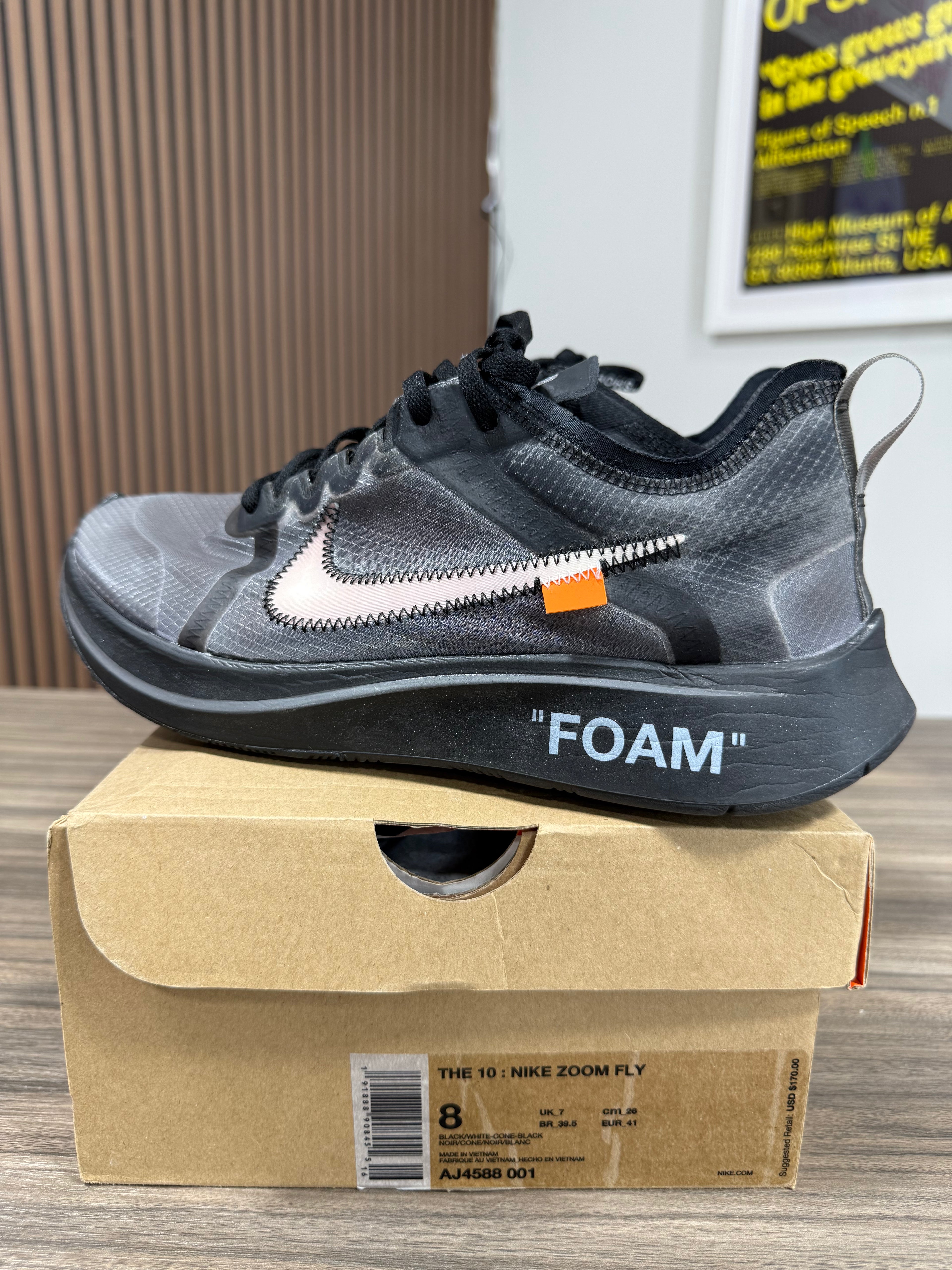 Nike x Off White Zoom Fly Black Sz 8