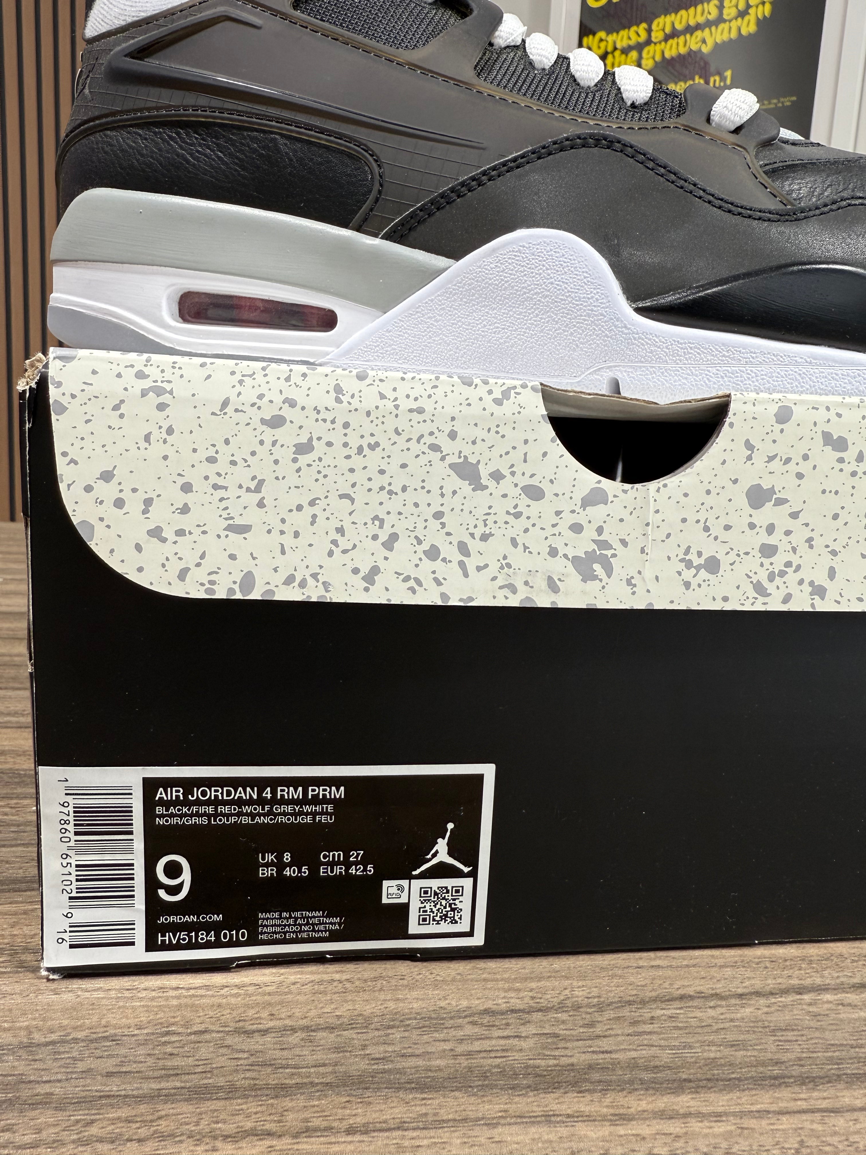 Jordan 4 PRM Black/Wolf Grey Sz 9