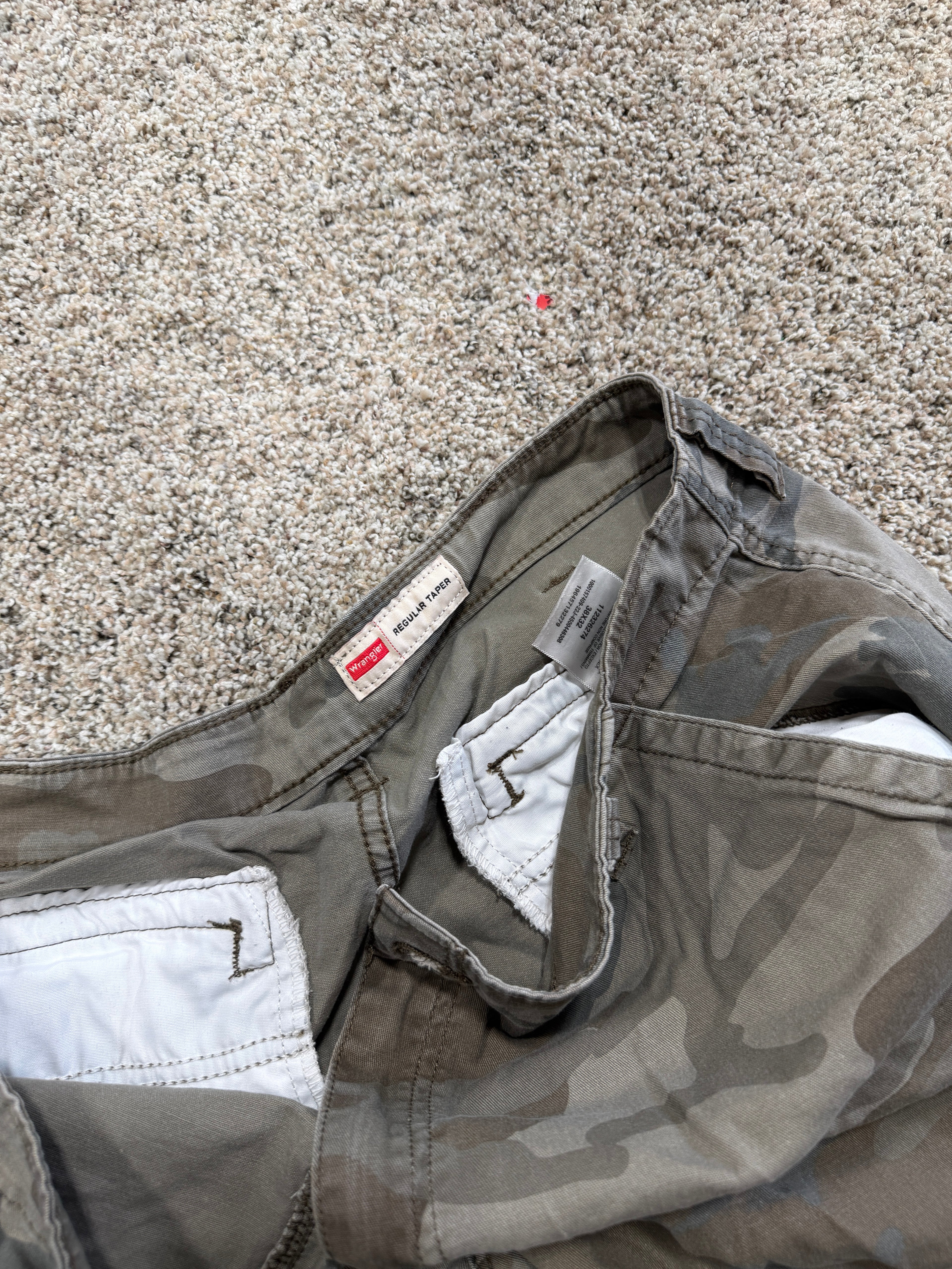 Wrangler Camo Pants Mens 36X32 Green Cargo 38 x 32