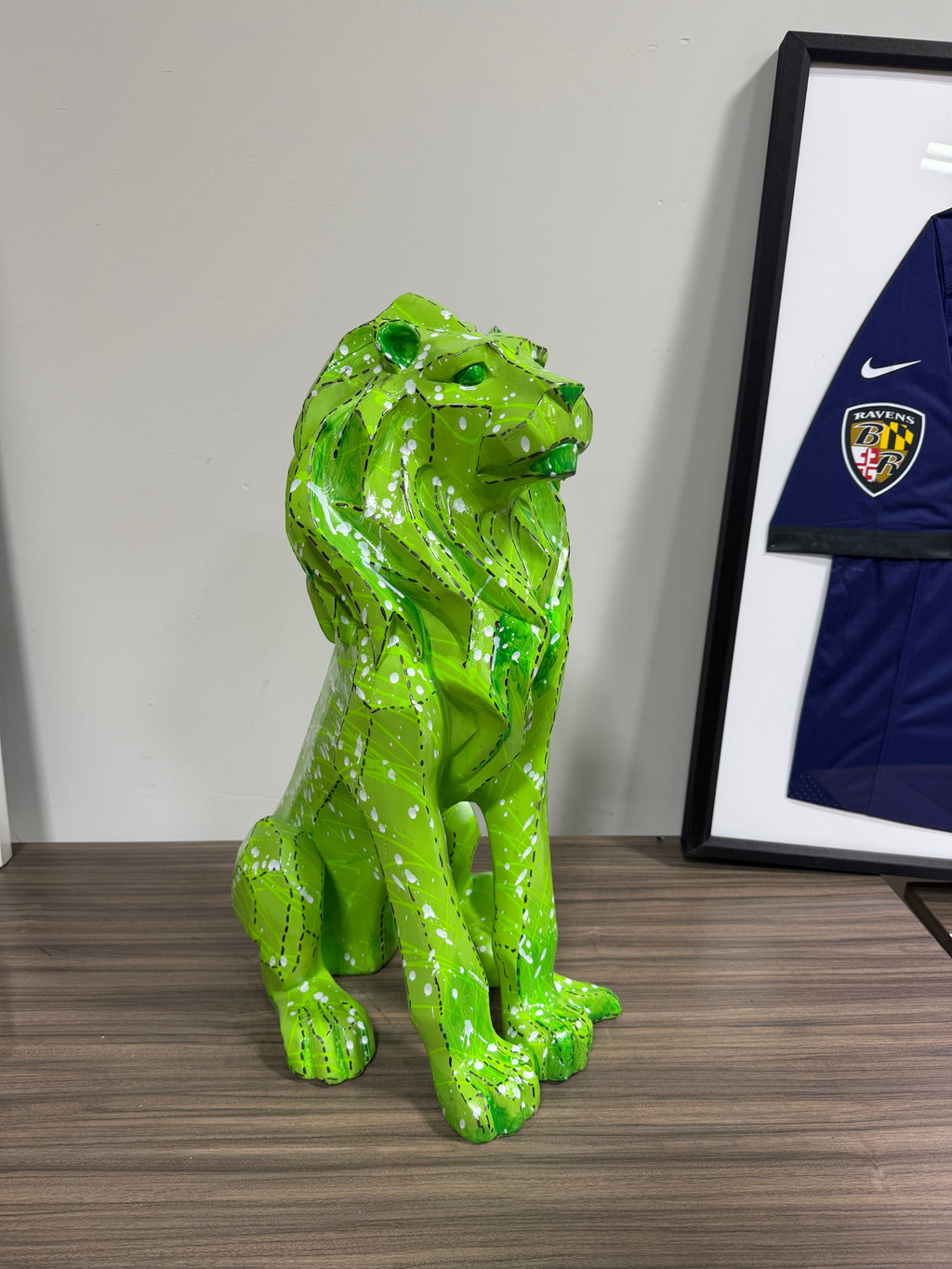 Green Lion Custom Painted Statue