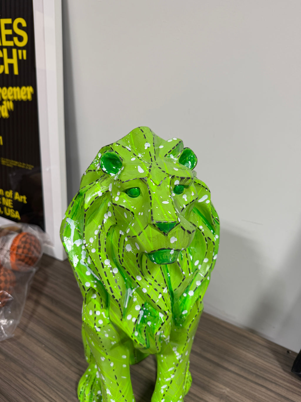 Green Lion Custom Painted Statue