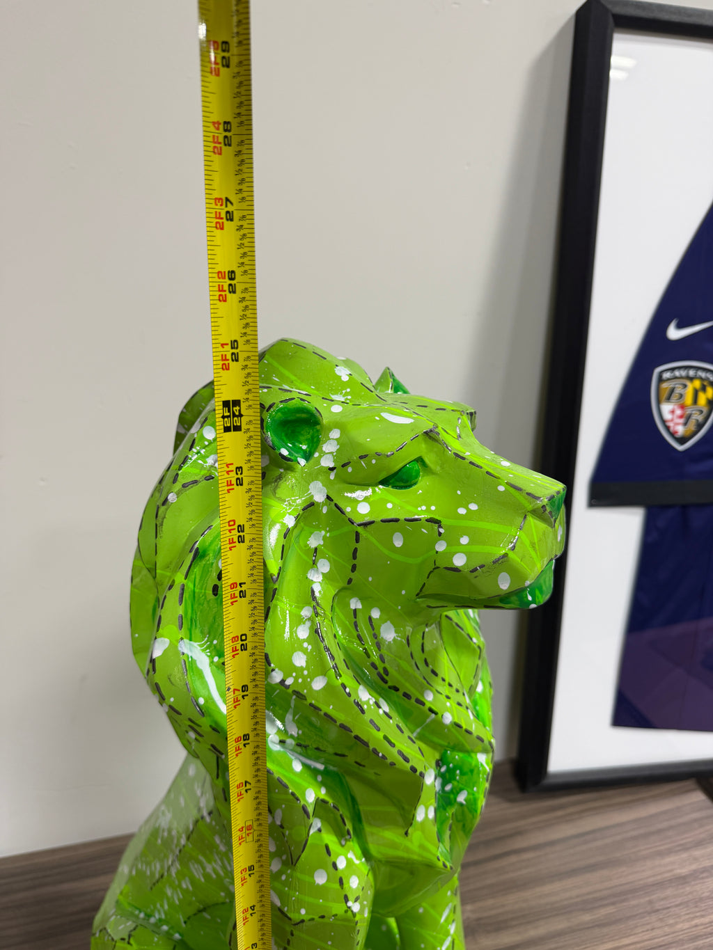Green Lion Custom Painted Statue