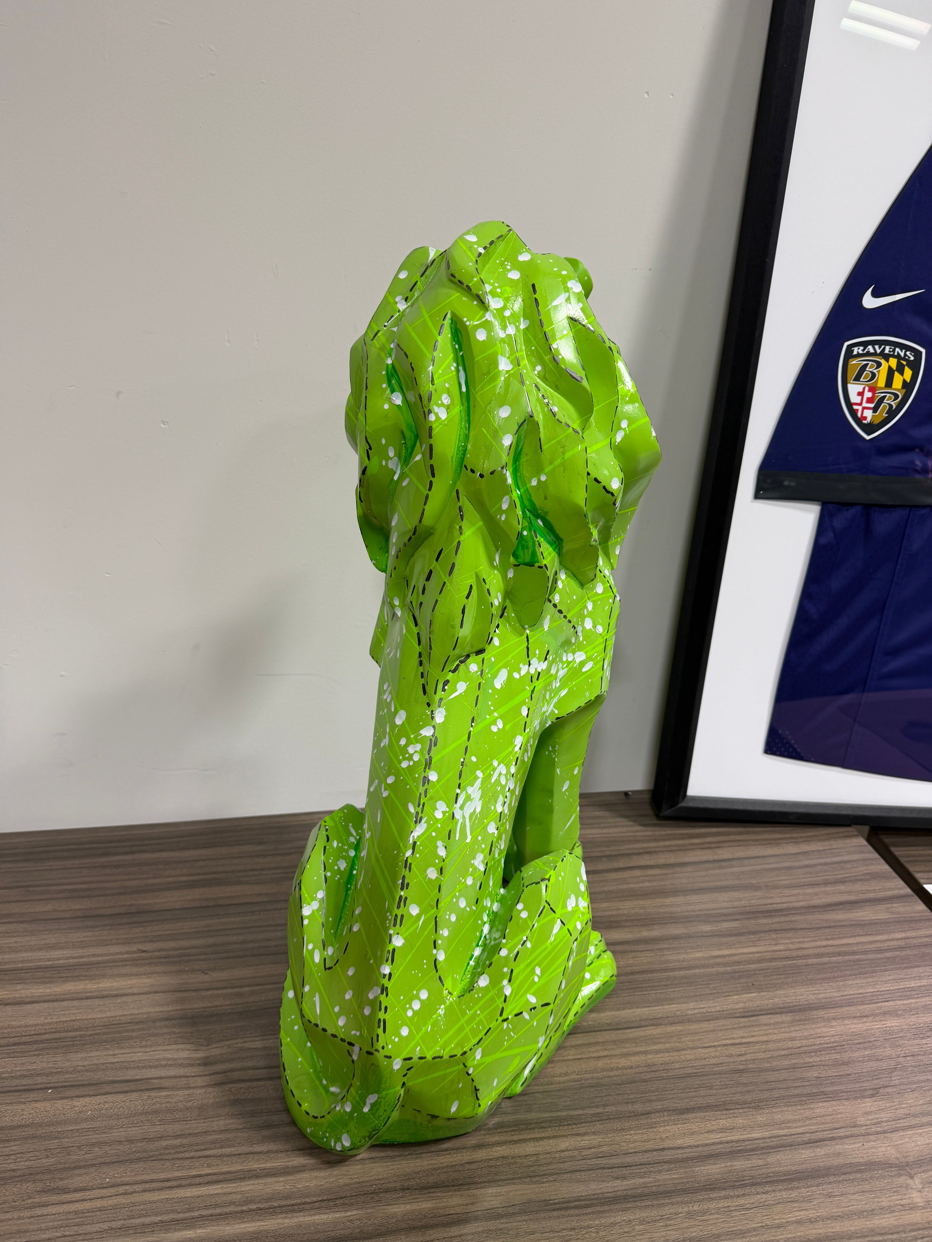 Green Lion Custom Painted Statue