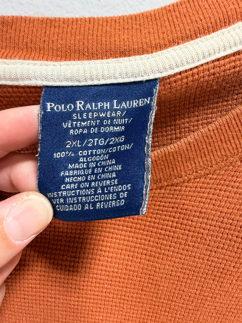 Polo ralph lauren long-sleeve waffle-knit men's sz 2XL