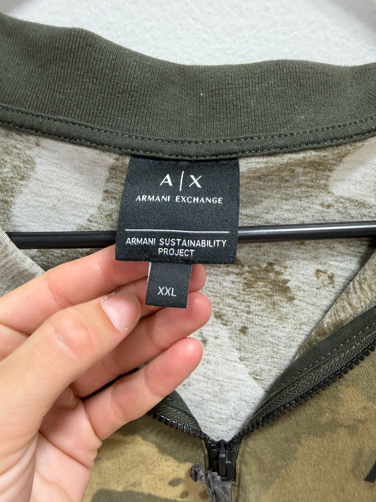 Armani Exchange men's camo-print short-sleeve half-zip sz 2XL