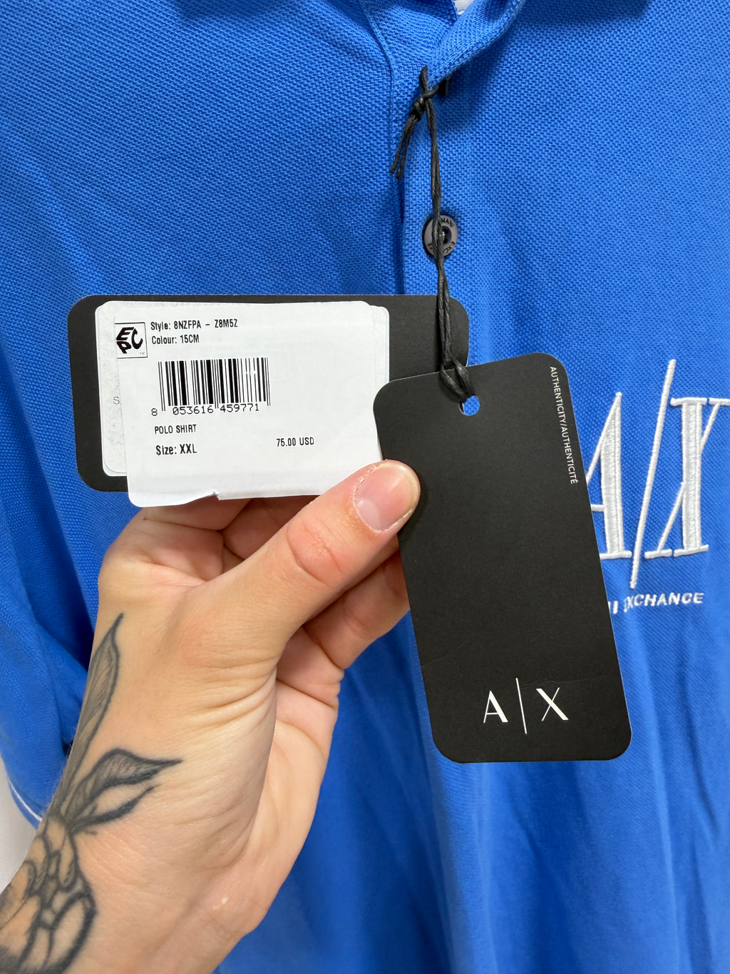 Armani Exchange Blue Polo Shirt men's sz 2XL