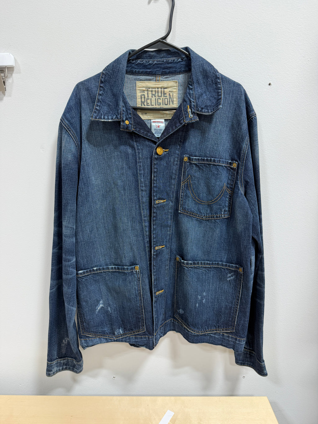 True Religion blue denim chore jacket men's sz 2XL