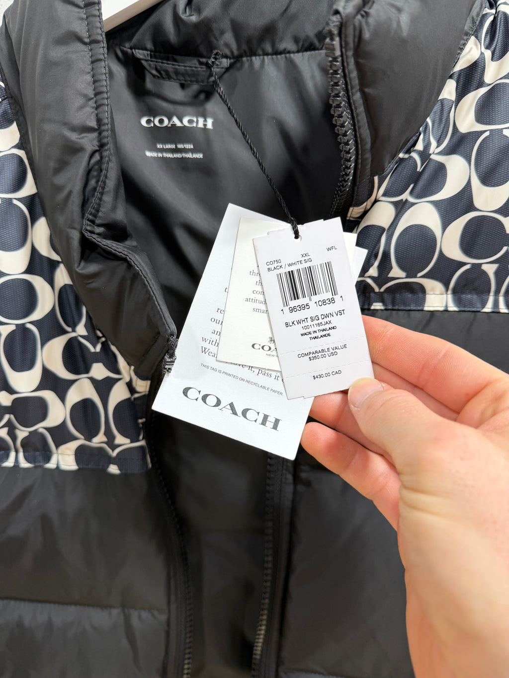 Coach Signature Down Vest Sz 2XL
