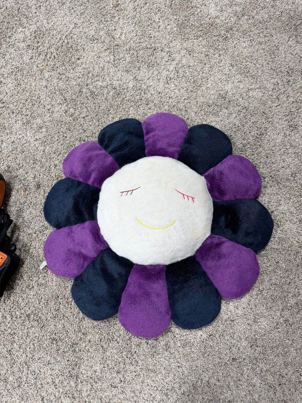 Takashi Murakami flower pillow cushion Purple/Black