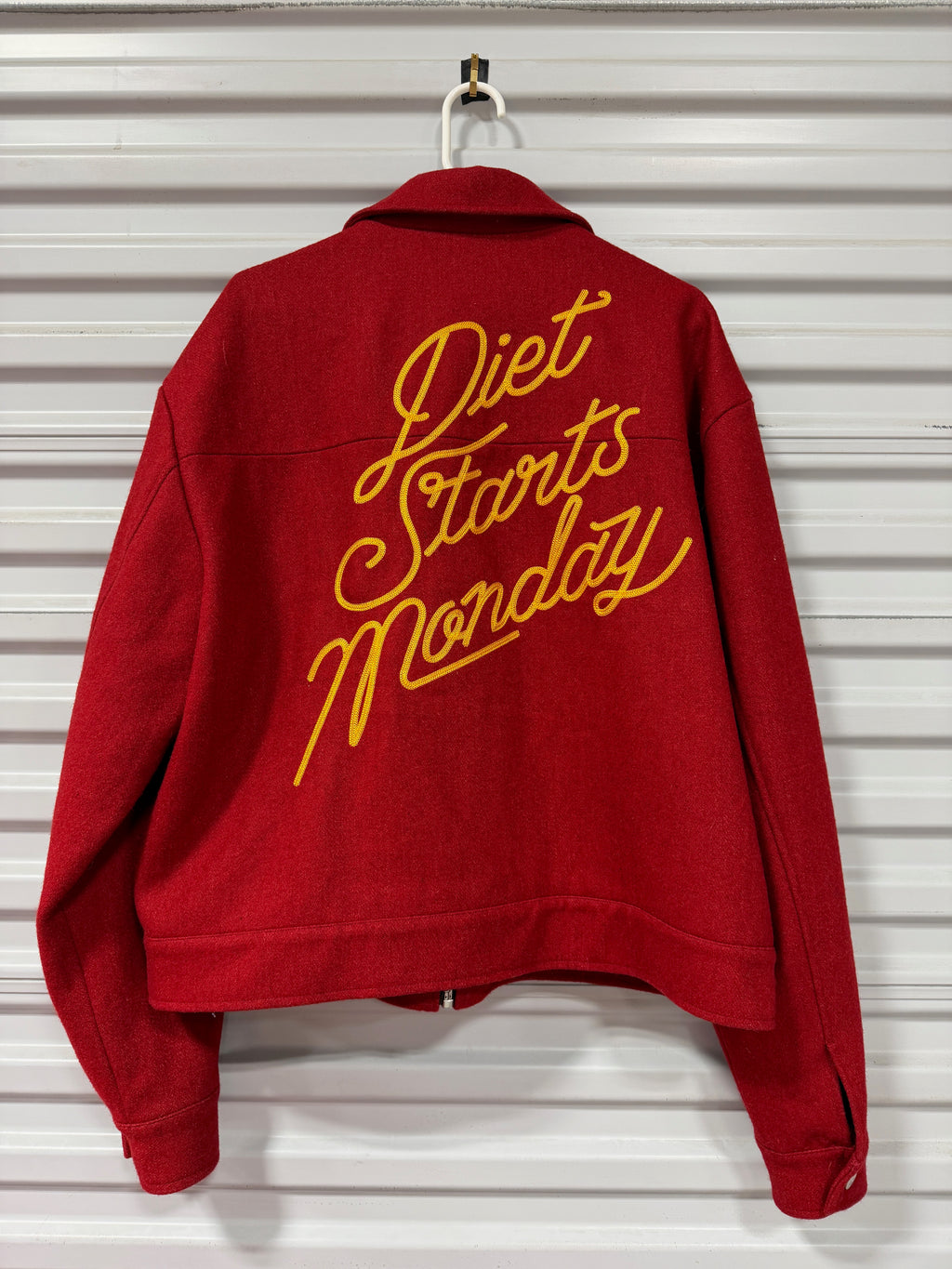 Diet Starts Monday Trouble Embroidered Wool Blend Jacket Sz L