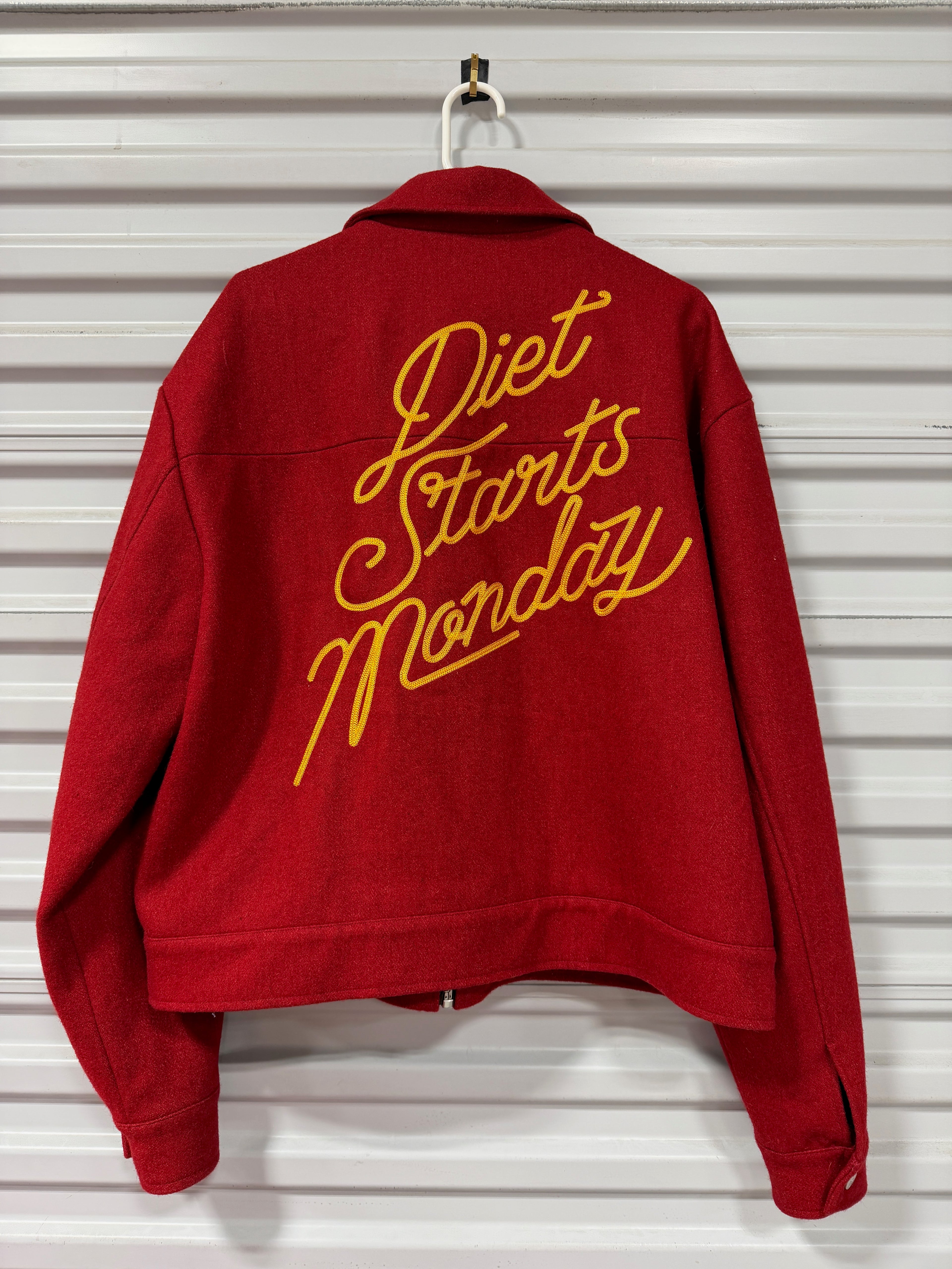 Diet Starts Monday Trouble Embroidered Wool Blend Jacket Sz L