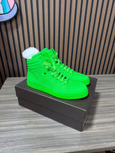 Load image into Gallery viewer, Gucci Neon Green Perforated Leather Coda High Top Sneakers Size 45
