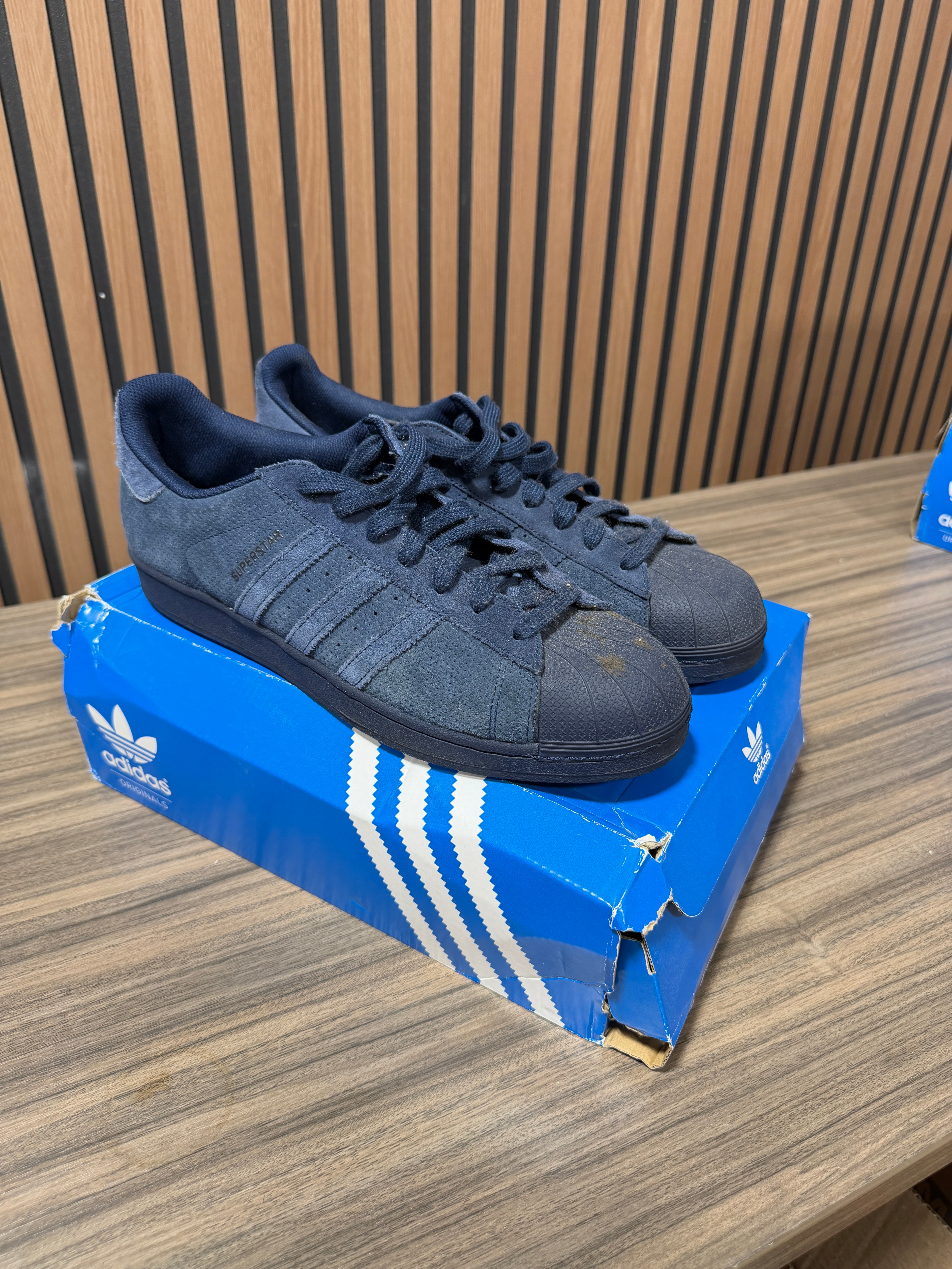 2016 ADIDAS SUPERSTAR BLUE SUEDE SHELL TOE SNEAKERS size 12
