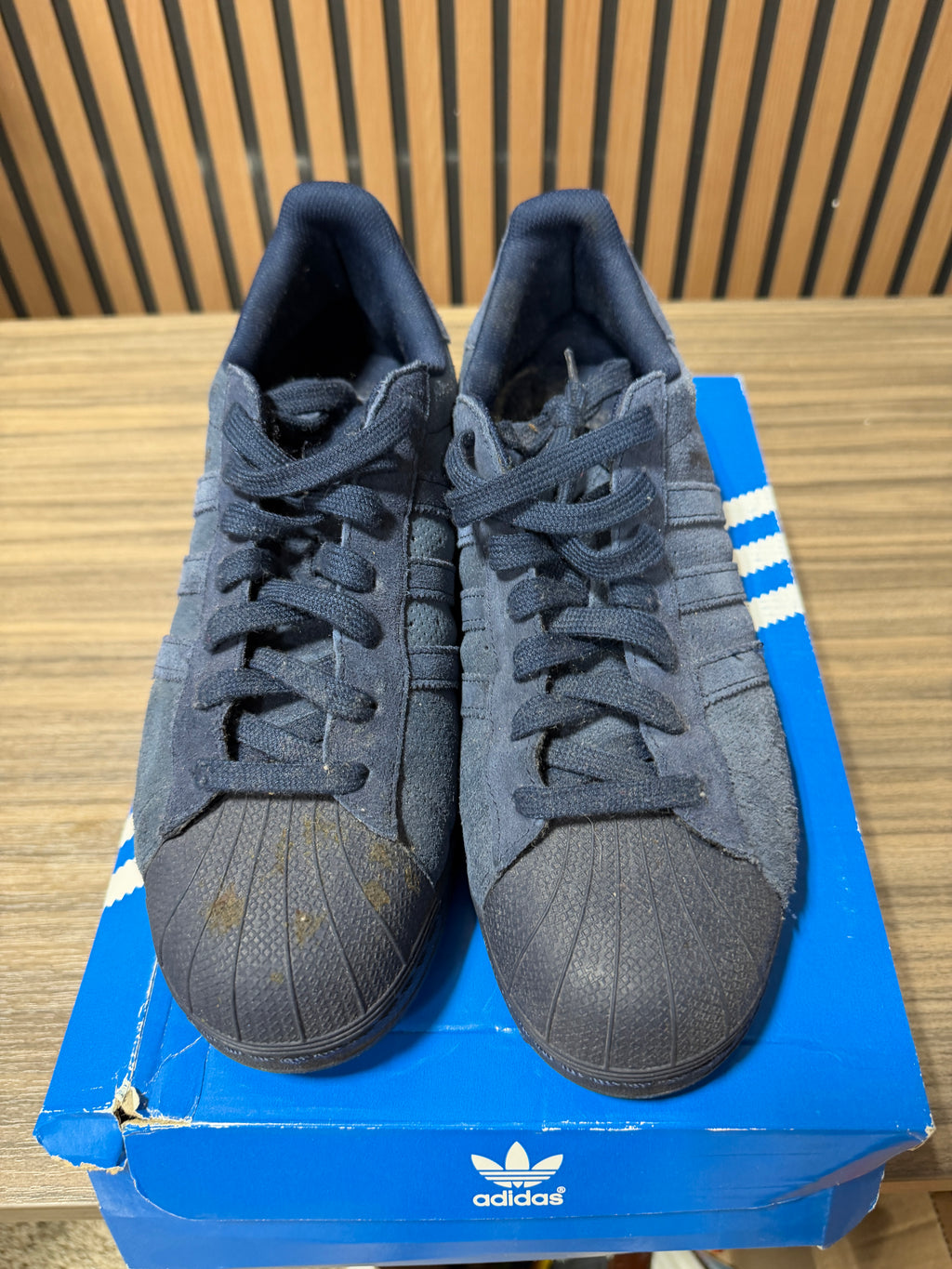 2016 ADIDAS SUPERSTAR BLUE SUEDE SHELL TOE SNEAKERS size 12
