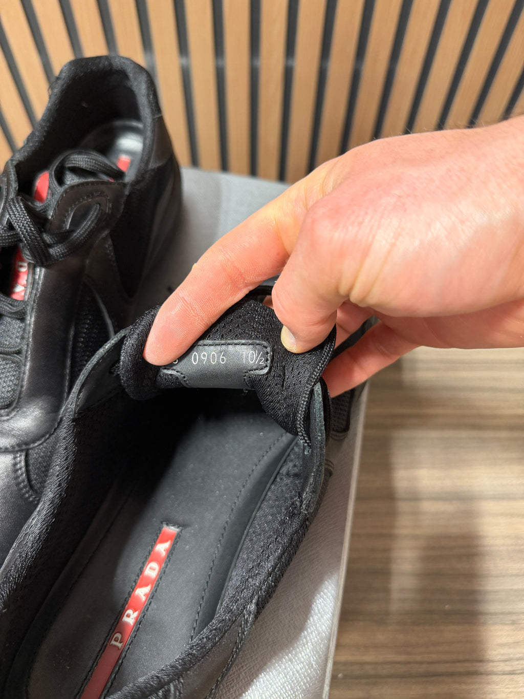 PRADA Shoes Men's America's Cup Black Leather Trainers Prada Sneakers Size 12
