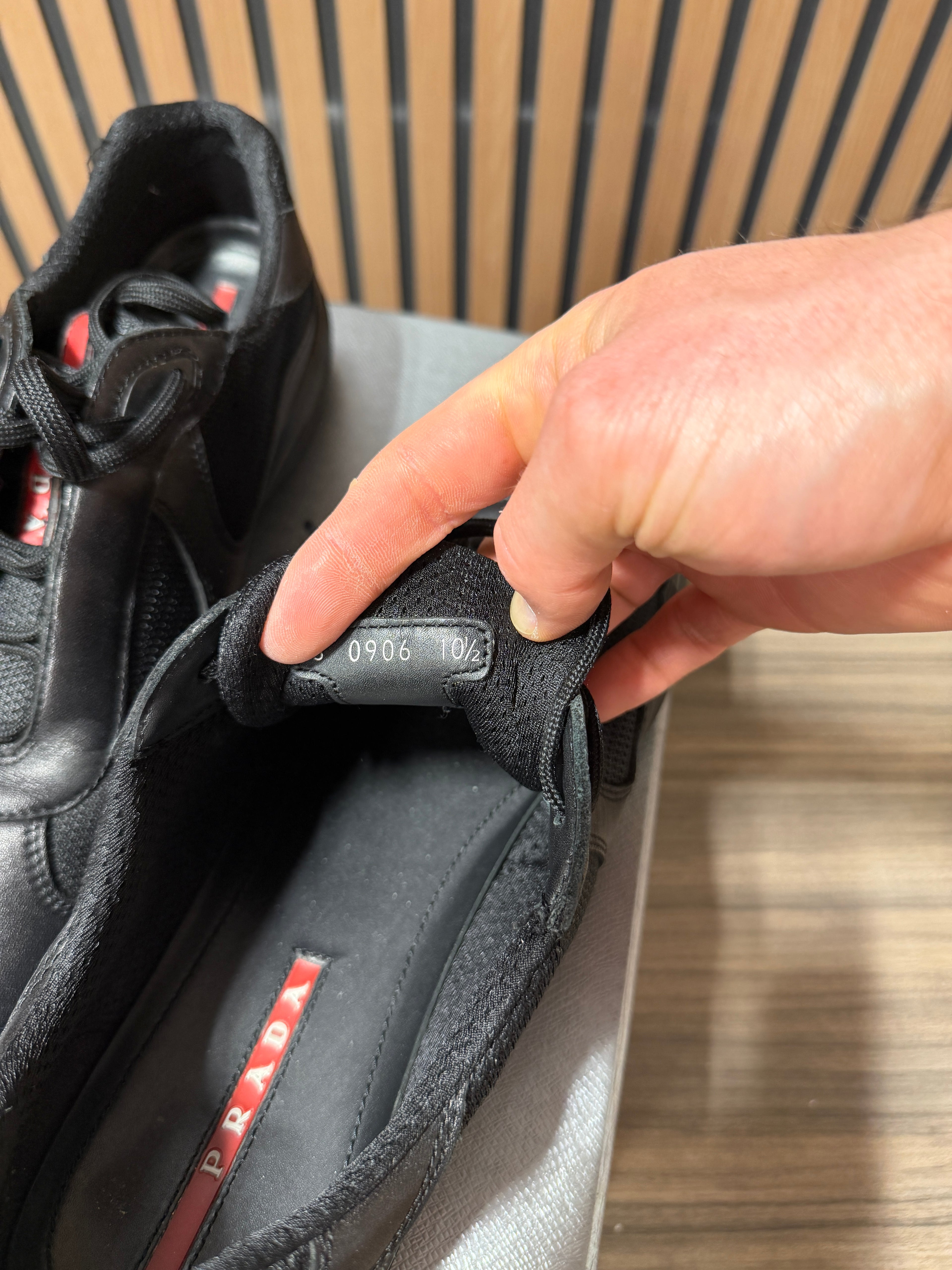 PRADA Shoes Men's America's Cup Black Leather Trainers Prada Sneakers Size 12