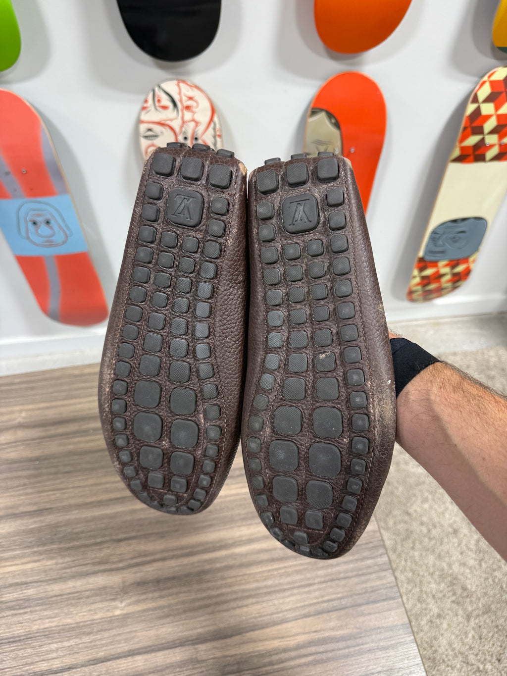 Louis Vuitton Leather Braided Accents Drivers Sz 11.5