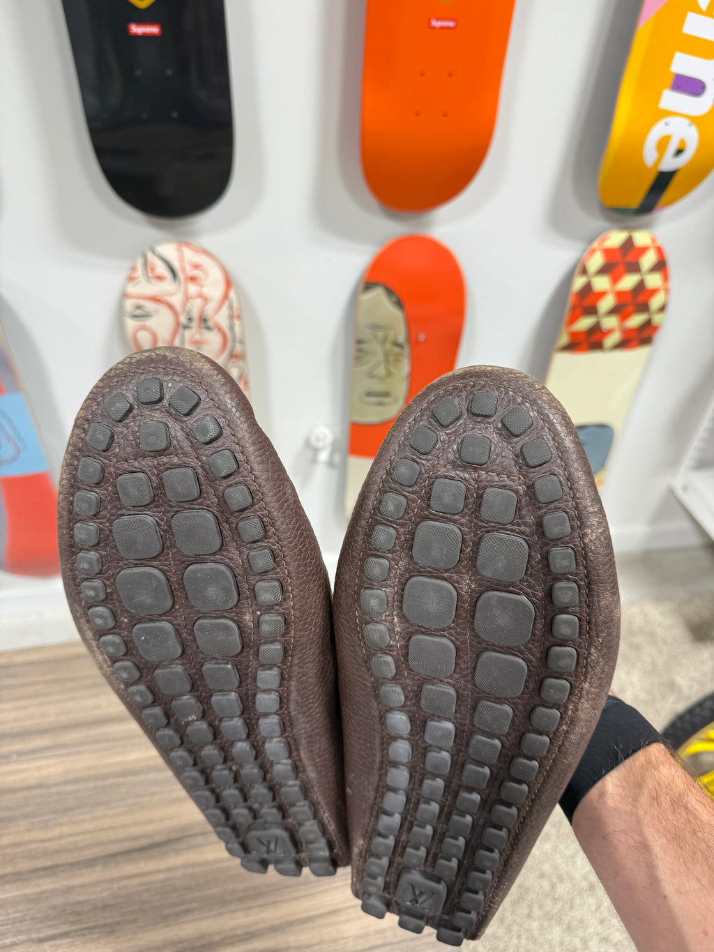 Louis Vuitton Leather Braided Accents Drivers Sz 11.5