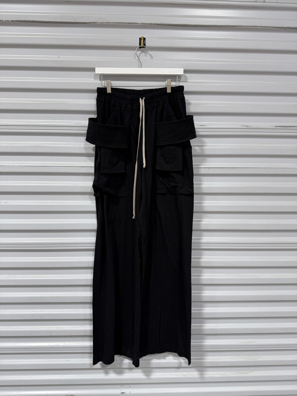 RICK OWENS DRKSHDW Black Porterville Creatch Wide Drawstring Cargo Pants Sz 32