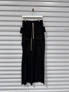RICK OWENS DRKSHDW Black Porterville Creatch Wide Drawstring Cargo Pants Sz 32