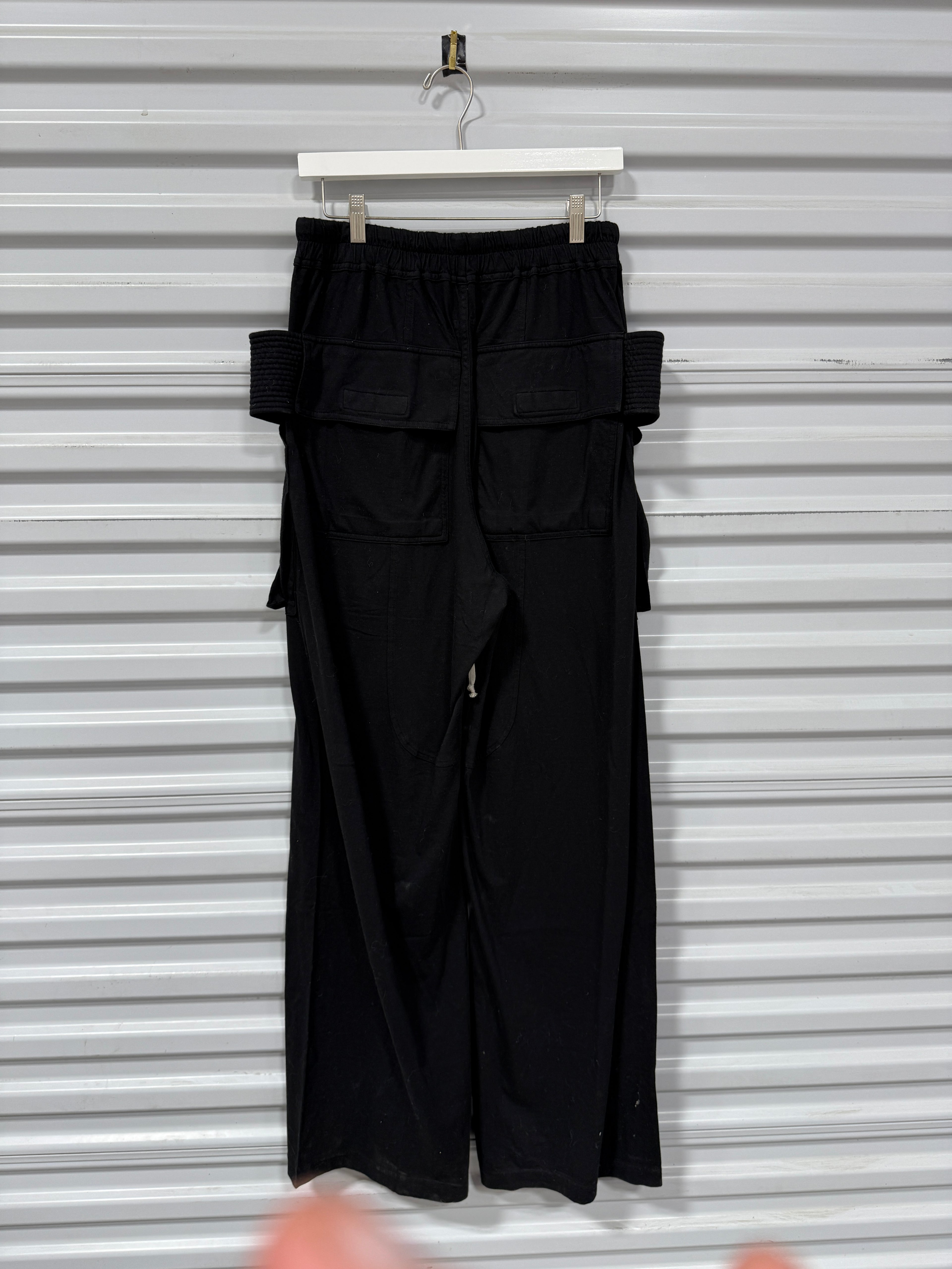 RICK OWENS DRKSHDW Black Porterville Creatch Wide Drawstring Cargo Pants Sz 32