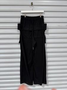 RICK OWENS DRKSHDW Black Porterville Creatch Wide Drawstring Cargo Pants Sz 32