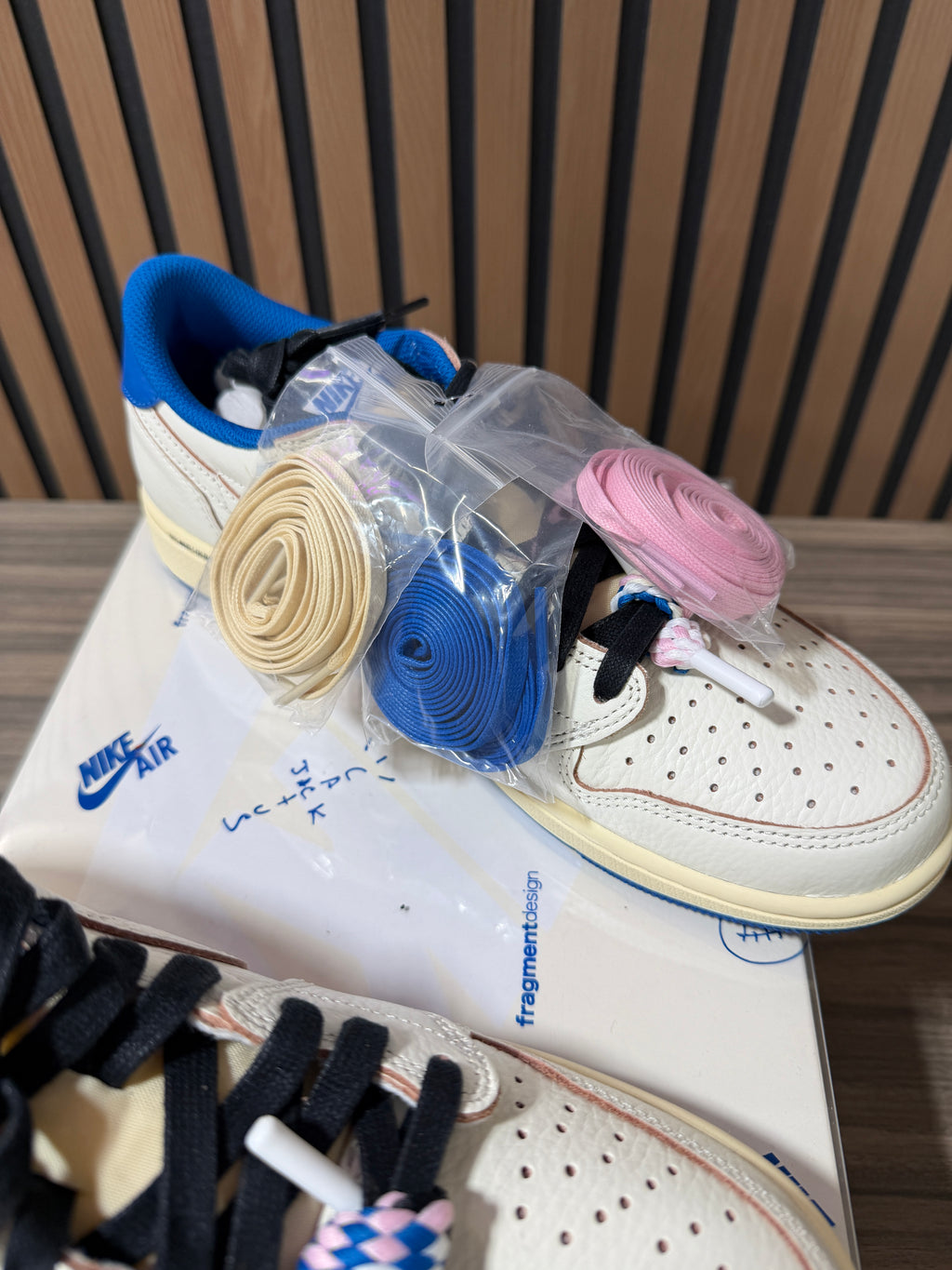 Fragment Design x Travis Scott x Air Jordan 1 Retro Low OG SP 'Sail Military Blue' Sz 9