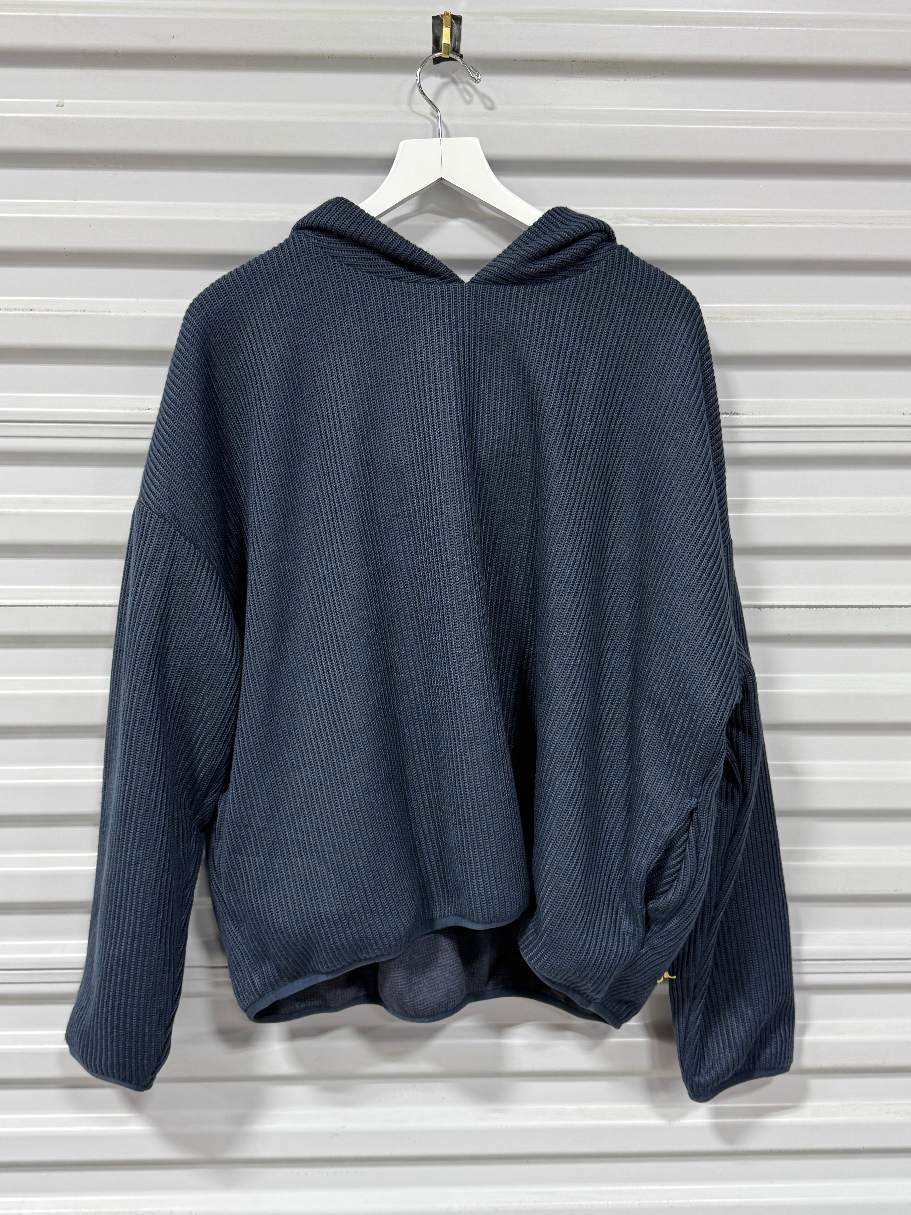 Richie Le PREMIUM CABLE KNIT HOODIE - SLATE BLUE Sz L