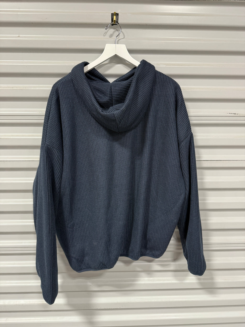 Richie Le PREMIUM CABLE KNIT HOODIE - SLATE BLUE Sz L