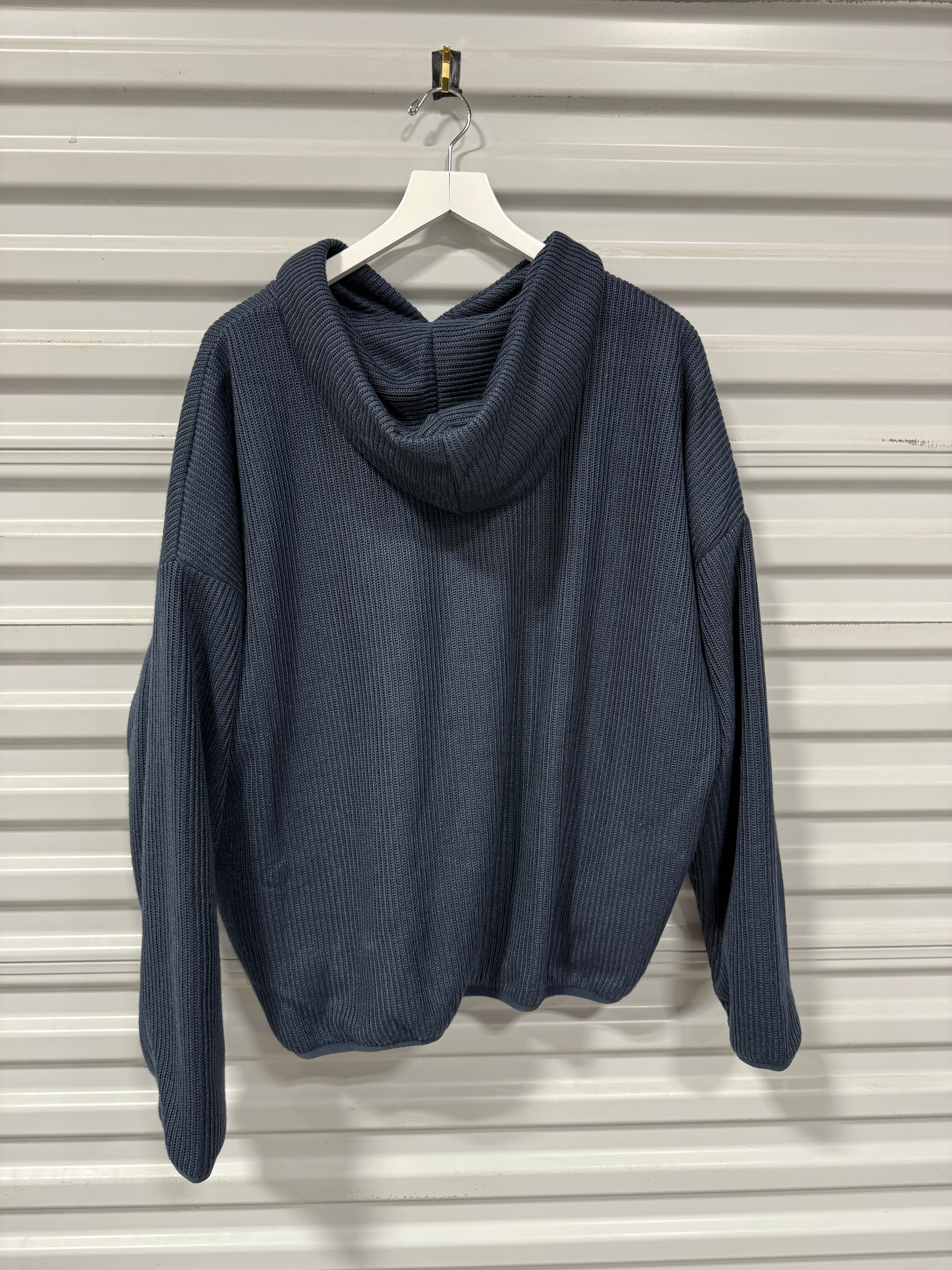 Richie Le PREMIUM CABLE KNIT HOODIE - SLATE BLUE Sz L