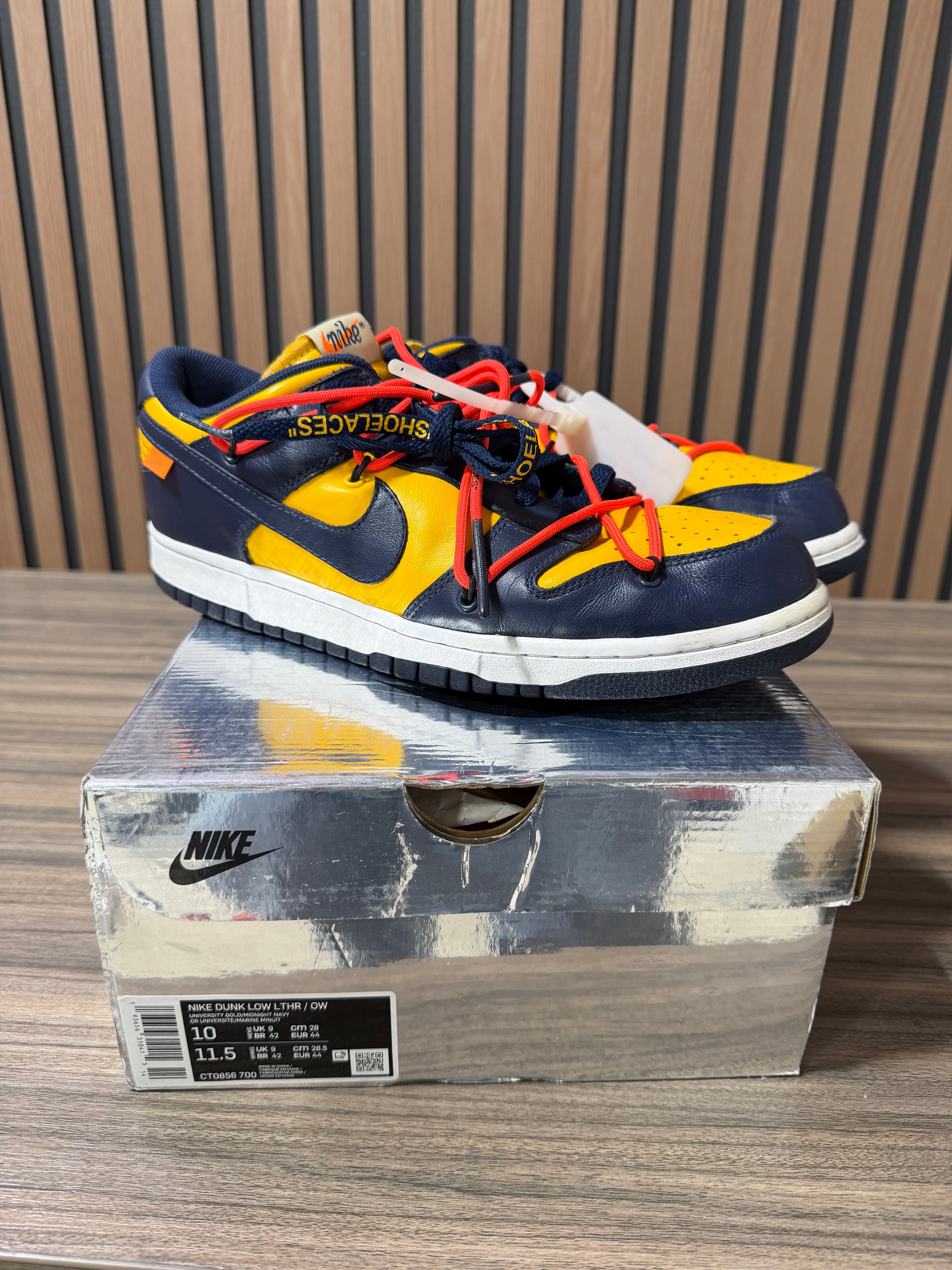 Off-White x Nike Dunk Low 'University Gold' Sz 10