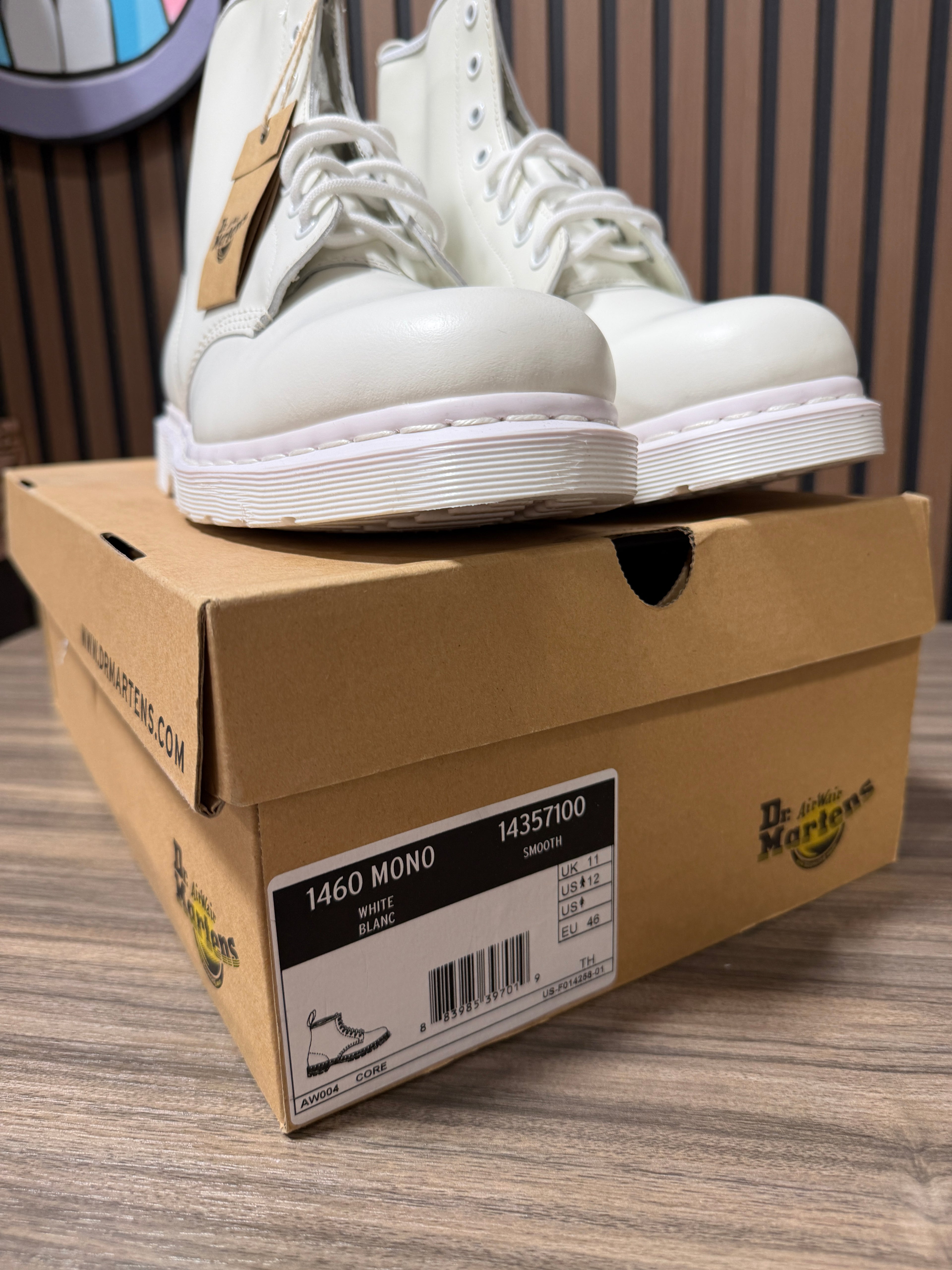 Dr. Martens White 14357 Mono Combat Boots Size 12