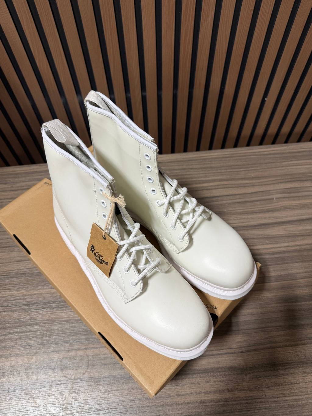 Dr. Martens White 14357 Mono Combat Boots Size 12